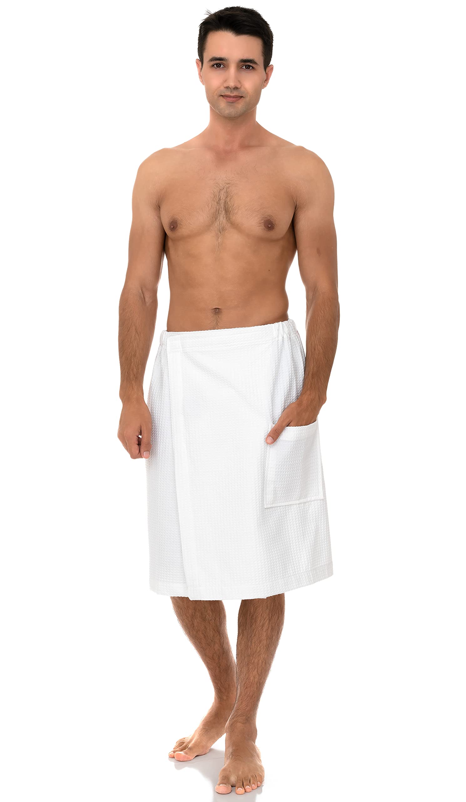 TowelSelections Men's Waffle Weave Shower Wrap - Soft Spa Bath Robe & Gym Cover-Up - Perfect for Post-Workout, Poolside & Relaxation at Home