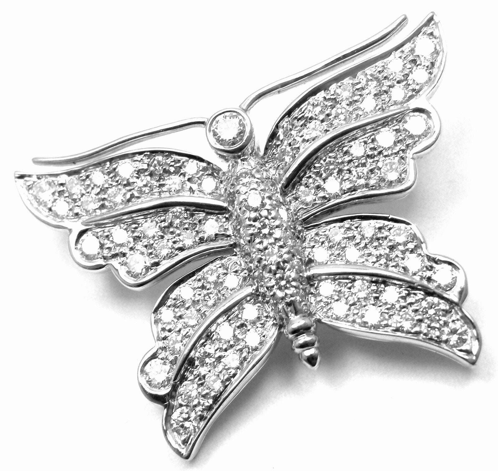 Authentic TIFFANY & CO Platinum Diamond Butterfly Brooch Pin - Luxury Jewelry Gift for Women, Elegant Accessory for Special Occasions & Formal Events