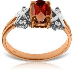 0.97 Carat 14K Solid Rose Gold XO Garnet Diamond Ring for Women - Valentine's Day Gift, Anniversary Jewelry, Engagement Promise Ring