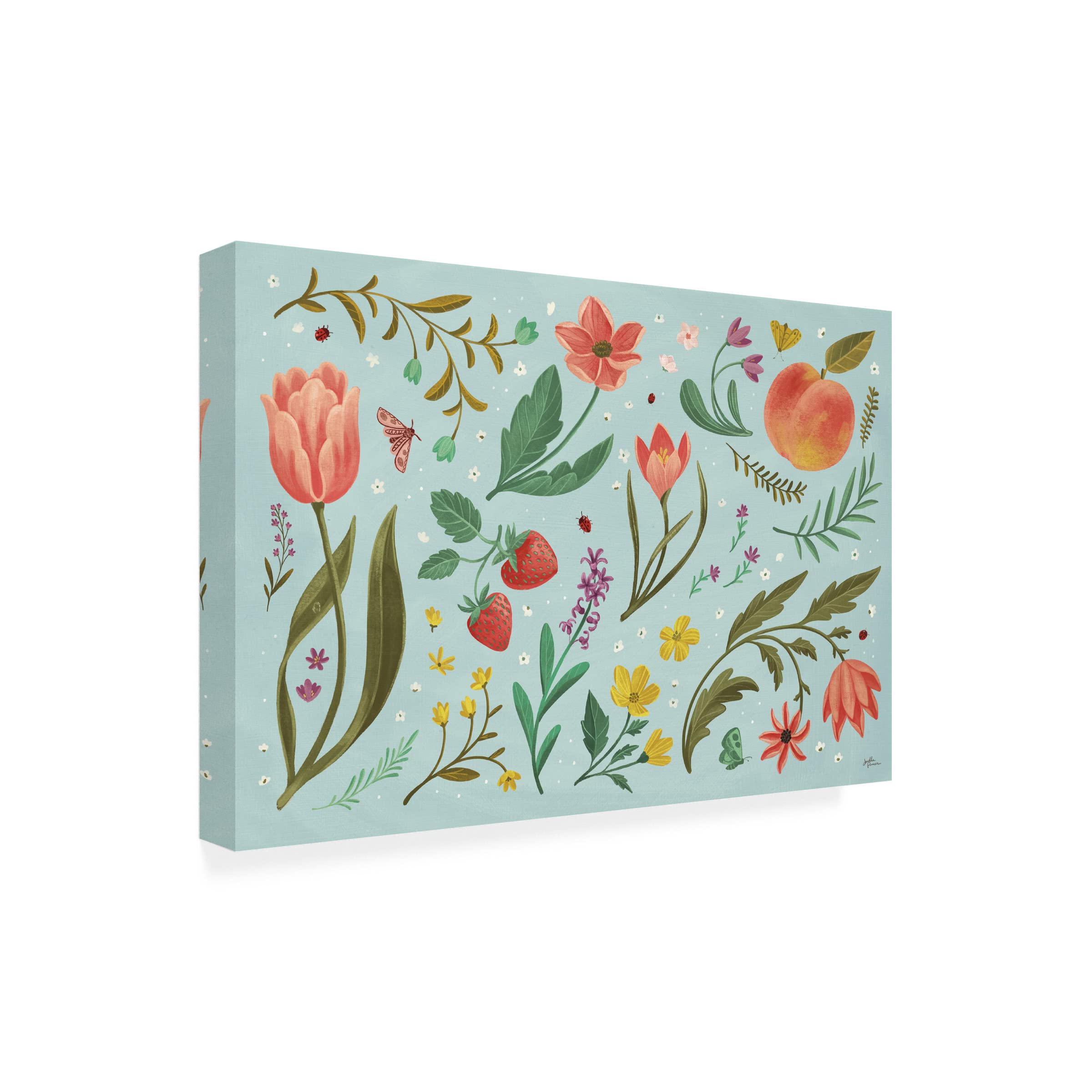 Janelle Penner 'Spring Botanical I' Canvas Art Print - Floral Wall Decor for Living Room, Bedroom & Office - Trademark Fine Art Collection