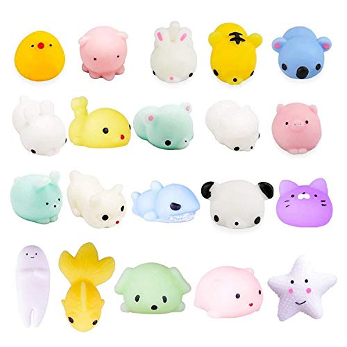 MyMagic 20 Pcs Mochi Squishy Toys - Mini Cute Kawaii Animal Stress Relief Squeeze Toys, Soft Stretchy Sensory Fidget Toys for Kids & Adults - Perfect for Birthday Parties, Treasure Boxes, Classroom Rewards & Anxiety Relief