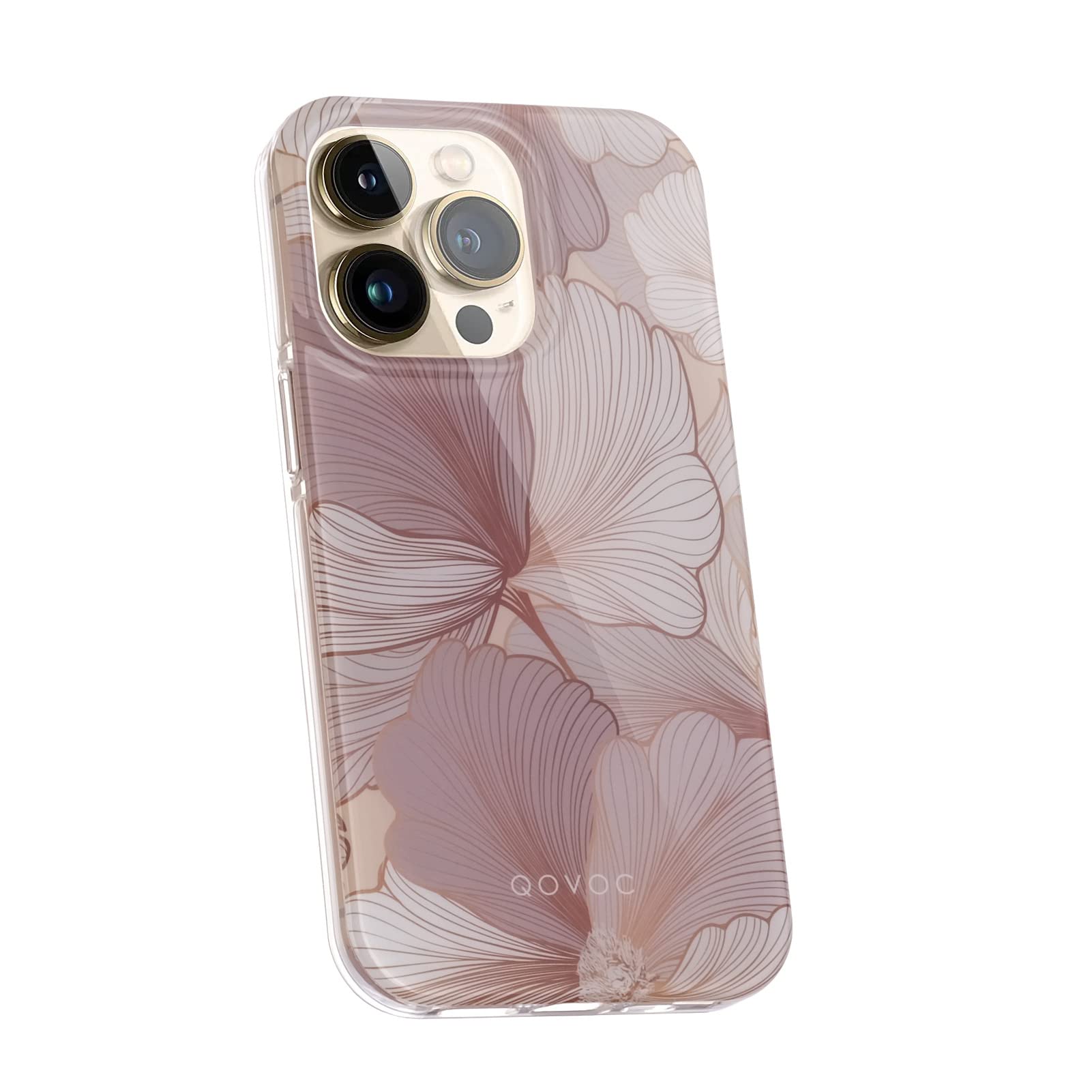iPhone 13 Pro Clear Floral Case - Elegant Hollyhock Design Protective Phone Cover for Women | Perfect for Everyday Use, Office & Special Occasions