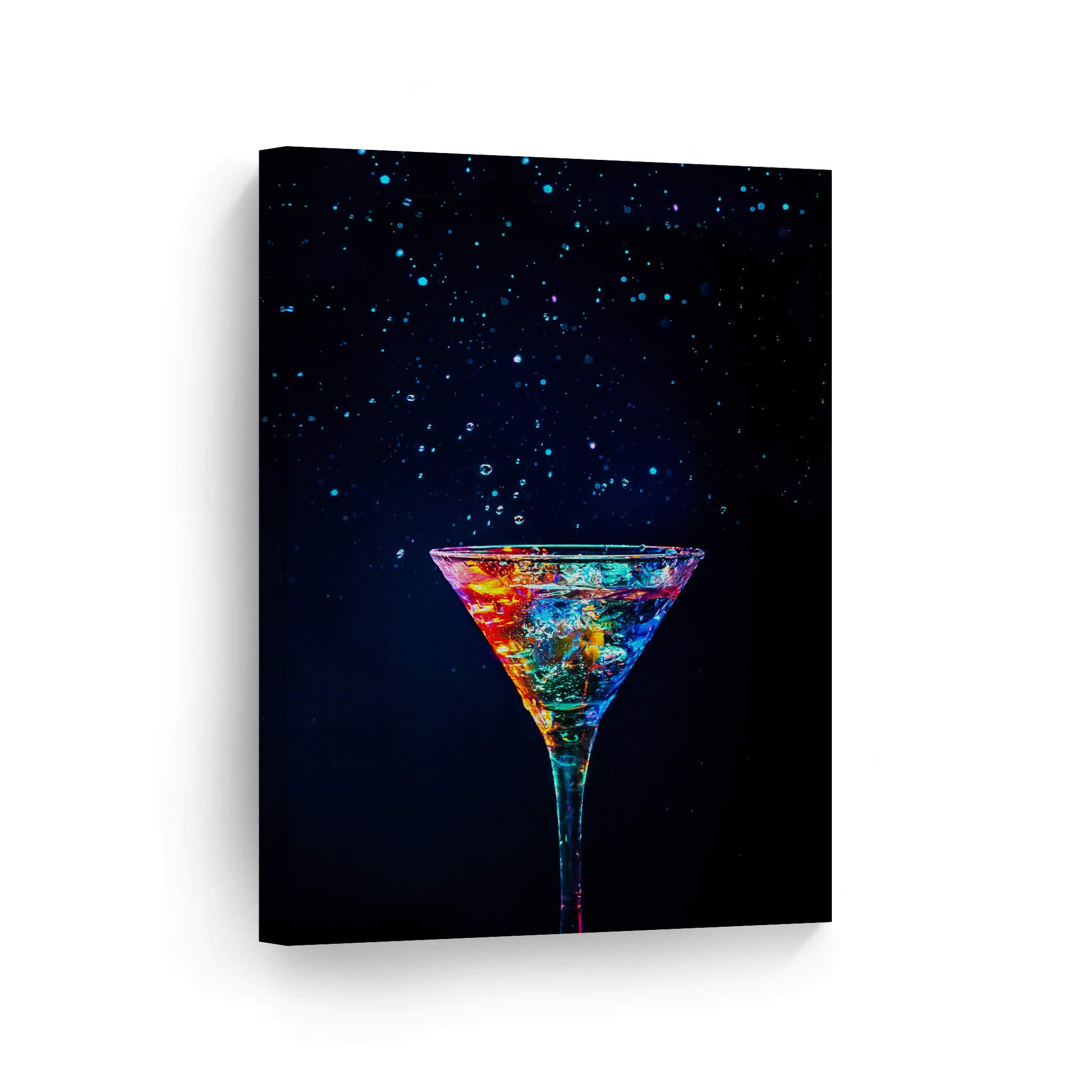 Colorful Martini Cocktail Glowing Canvas Wall Art Print - Modern Kitchen & Bar Decor for Restaurant, Cafe, Pub, Man Cave & Dining Room - Housewarming Gift - Ready to Hang 36x24 - Perfect for Party Entertaining & Home Styling
