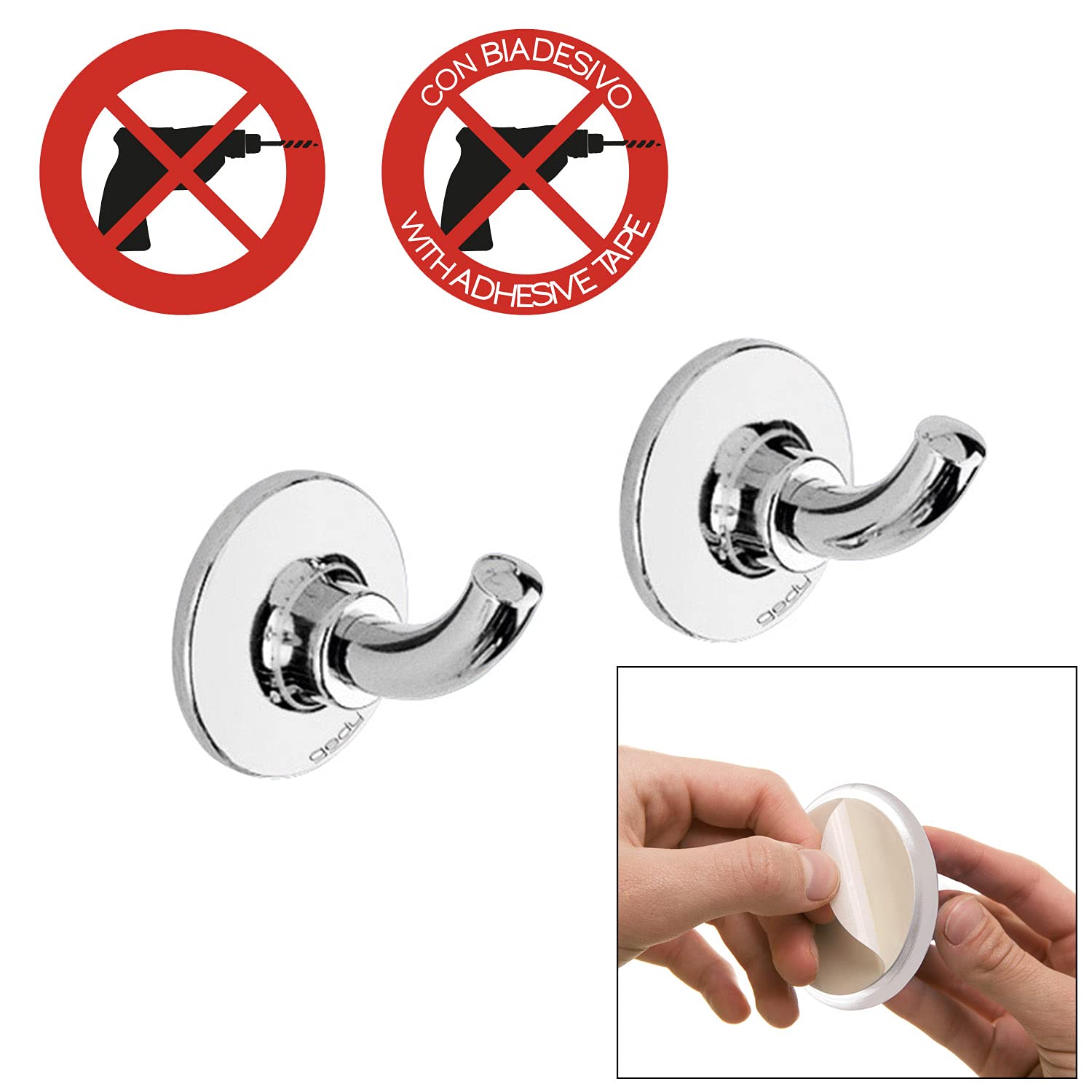 Gedy by Nameeks Arizona Hook 6227 Contemporary Brass Italian Bathroom Accessories Set - Modern Towel Hooks & Bath Hardware for Luxury Home & Hotel Decor