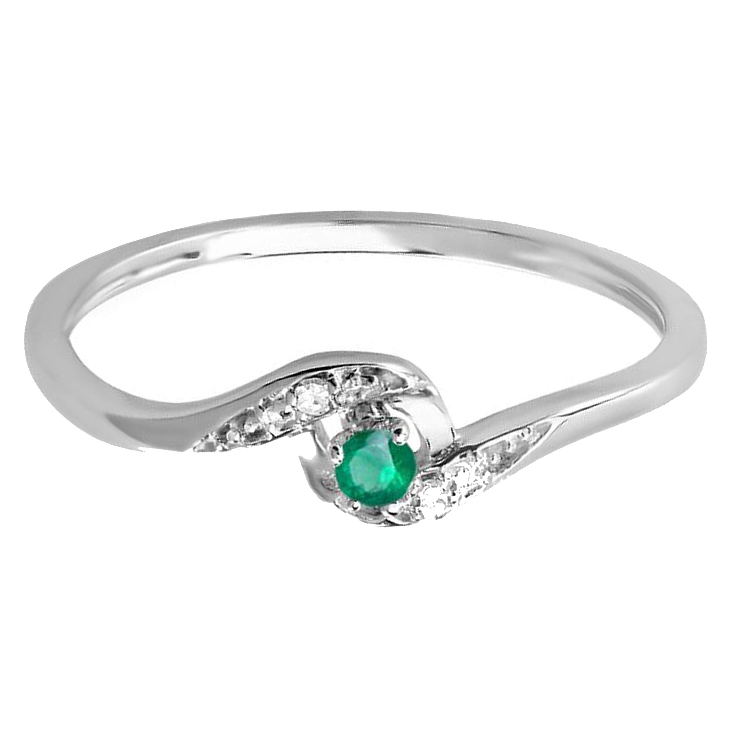 Dazzlingrock Collection 10K White Gold Round Cut White Diamond & Emerald Women's Bridal Engagement Ring – Perfect for Proposals, Anniversaries & Special Occasions