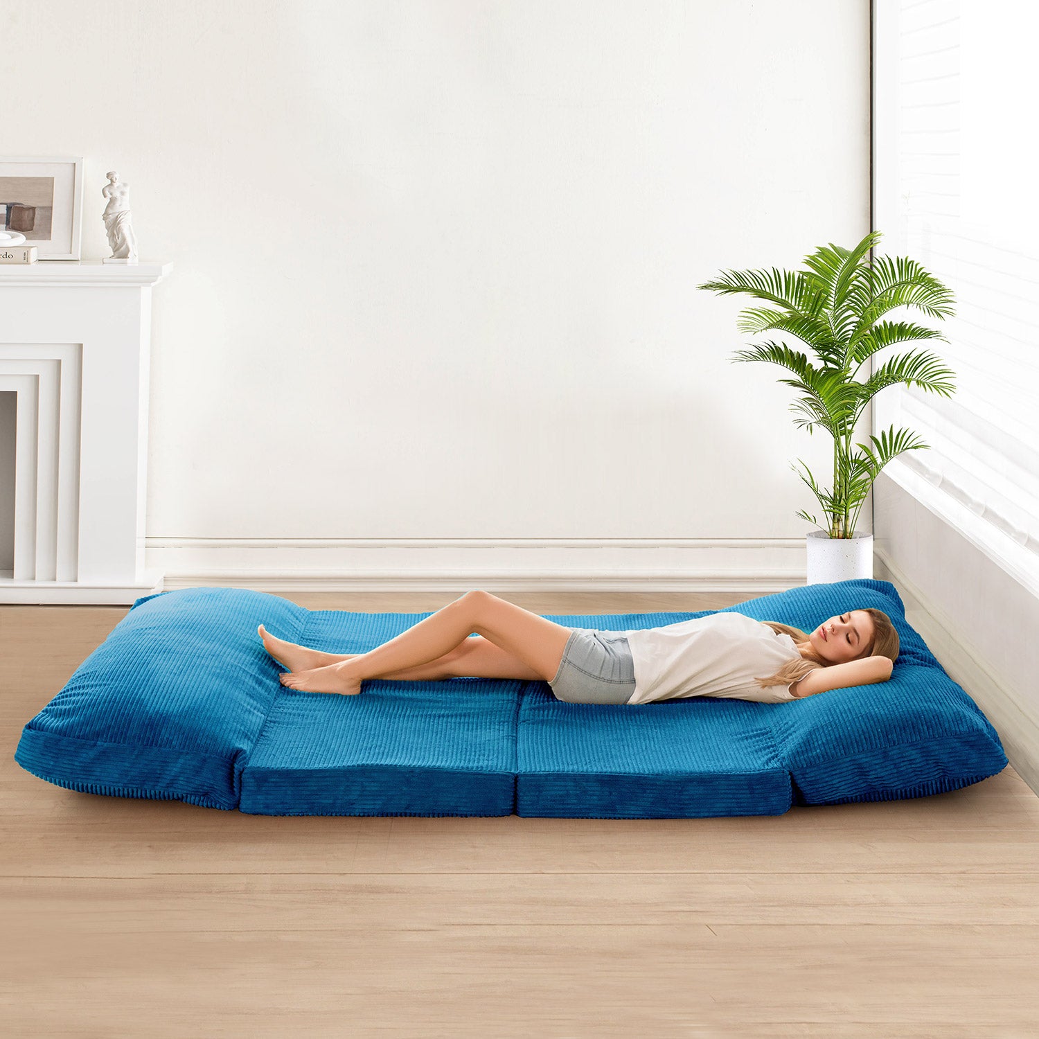 MAXYOYO Foldable Corduroy Bean Bag Sofa Bed with Washable Cover - Perfect for Living Room Lounging, Dorm Room Comfort & Kids Play Area
