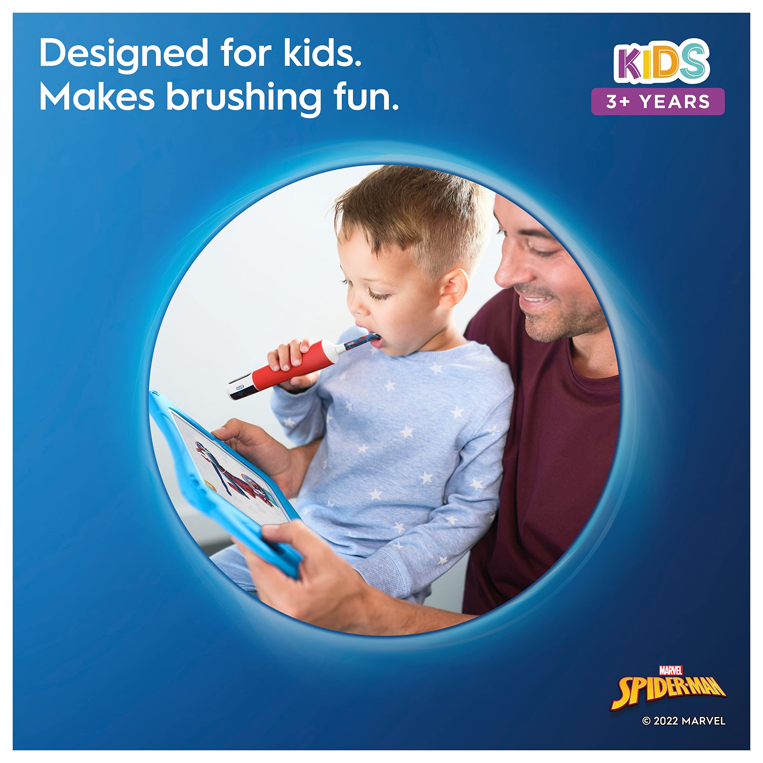 Oral-B Kids Electric Toothbrush with Spider-Man Design - Rechargeable Battery, 2-Minute Timer for Better Brushing - Perfect Gift for Children's Dental Care & Superhero Fans