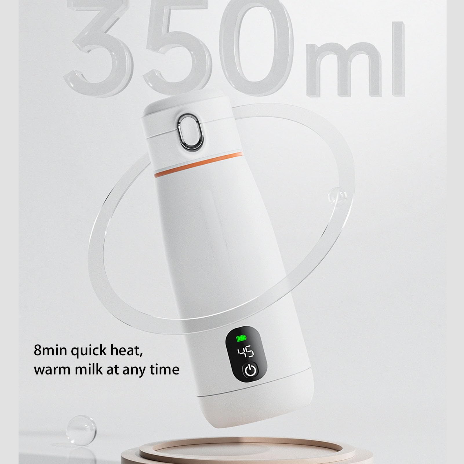 Portable Cordless Smart Bottle Warmer - Fast Charging, 350ml Travel Water Warmer for Car, Airplane & Outdoor Adventures - Perfect for Coffee, Tea & Baby Formula On-the-Go