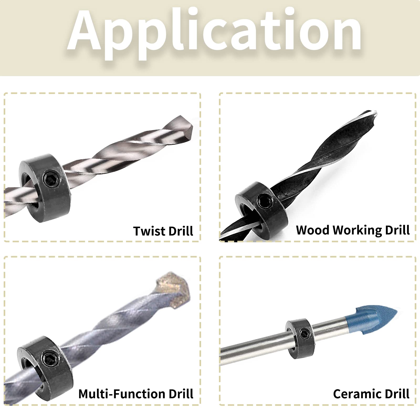 2 Sets Drill Stop Bit Collar Set - Includes 1/8