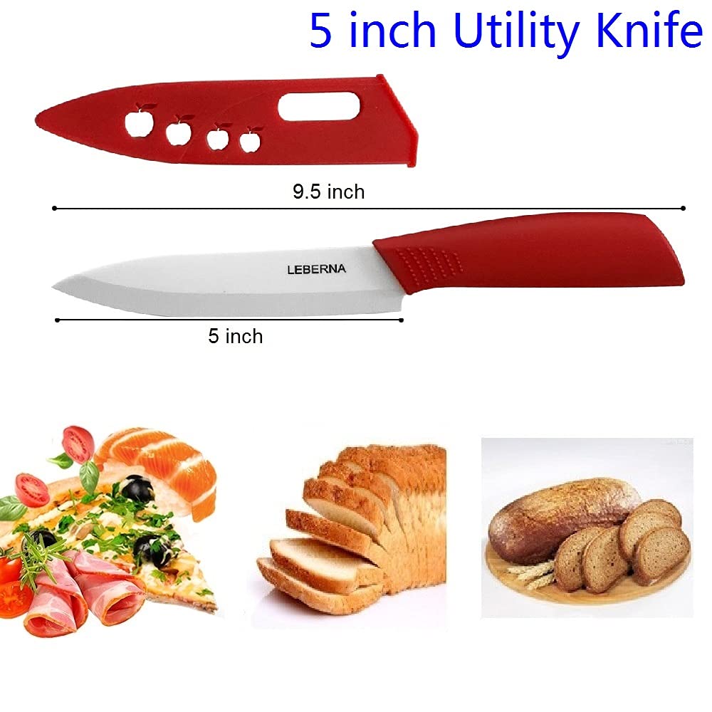 Premium Ceramic Knife Set - 6-Piece Colorful Kitchen Knives with Sheaths (6