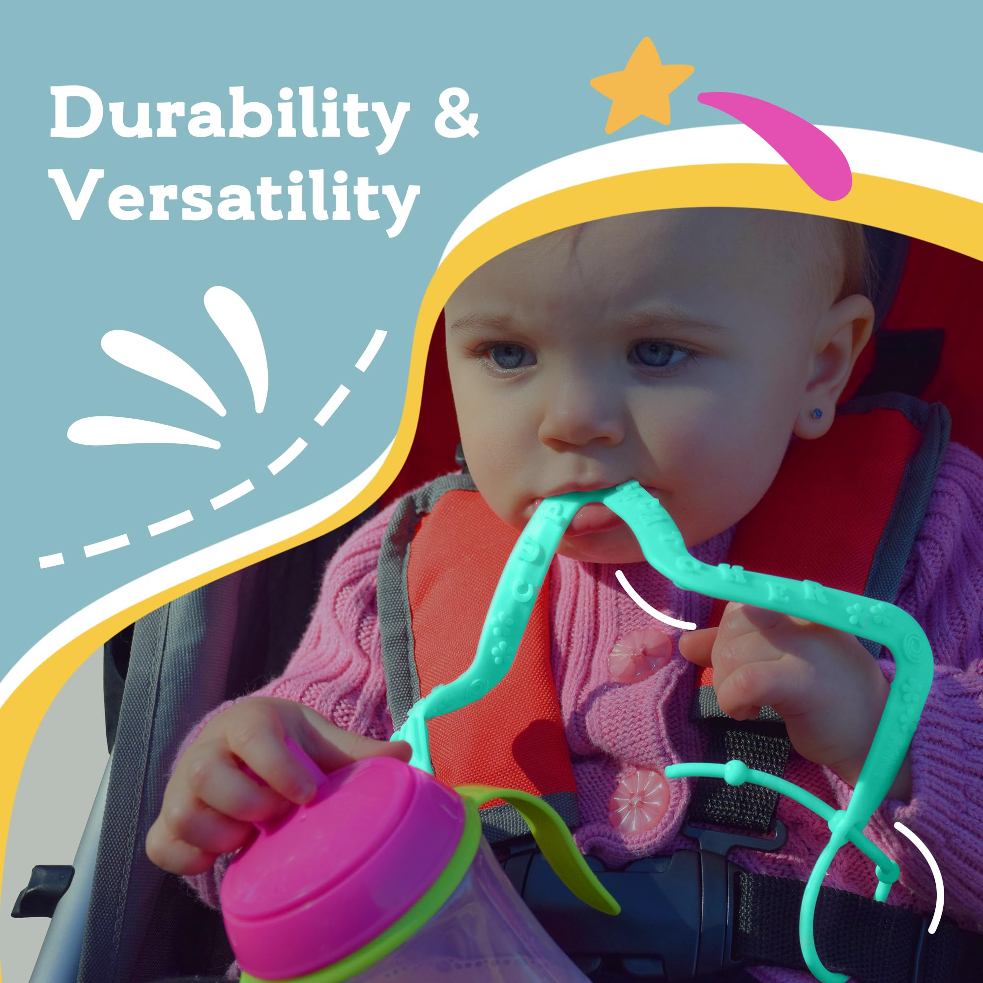Brilli Baby Cup Catcher 2 Pack - Patented Safety Tether Strap for Sippy Cups, Bottles & Toys | Securely Attach to Strollers, High Chairs & Car Seats | Dishwasher Safe, Food Grade & Made in USA (Navy & Lime) | Perfect for On-the-Go Families & Mess-Free Feeding