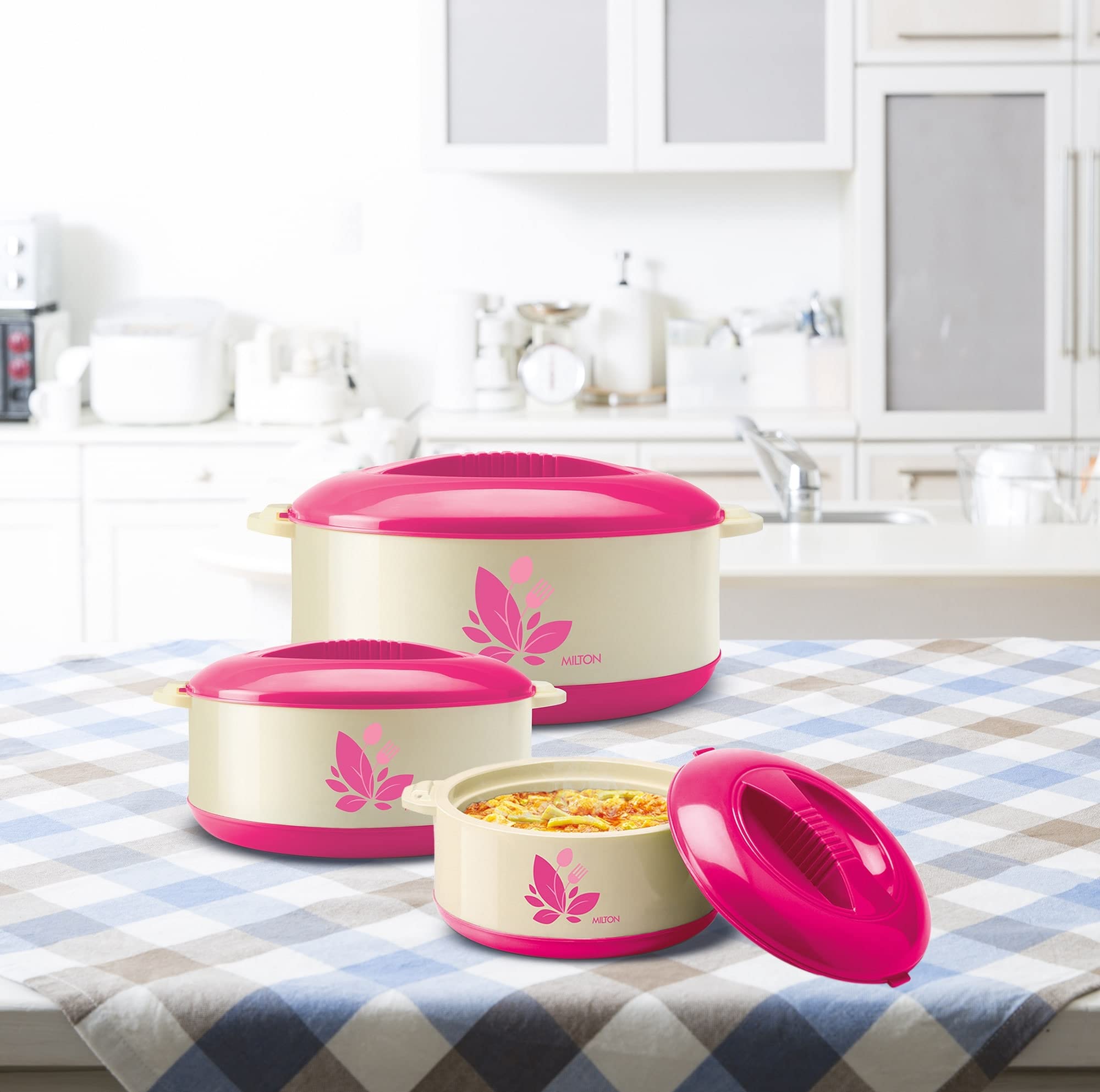 Milton Orchid Jr. 3-Piece Casserole Set in Pink - Perfect for Cooking, Serving & Gifting | Oven-Safe Bakeware for Family Dinners & Holiday Meals