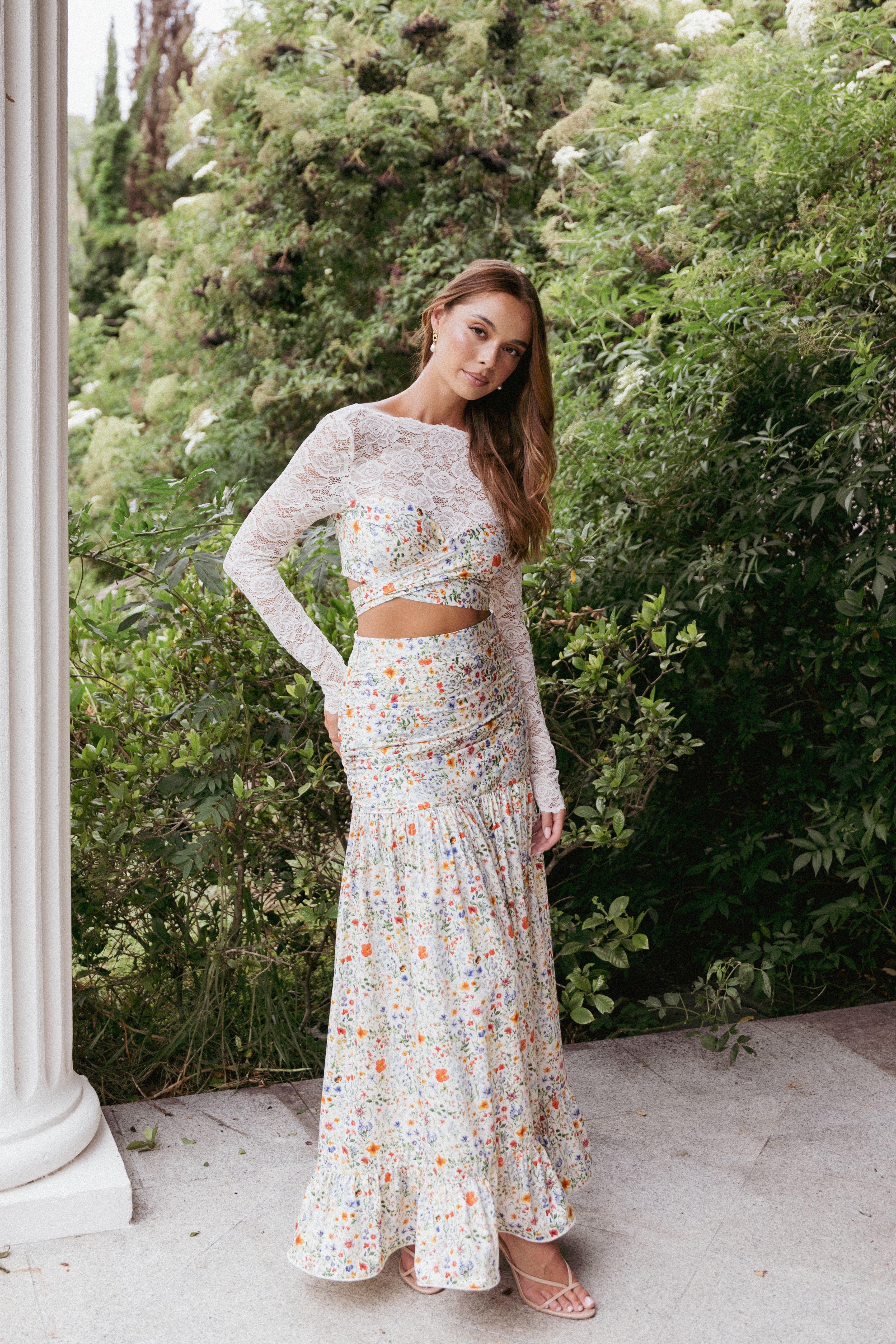Dara Maxi Skirt - Floral Garden Print Long Skirt for Women | Boho Summer Beach Dress, Casual Outfit & Vacation Wear
