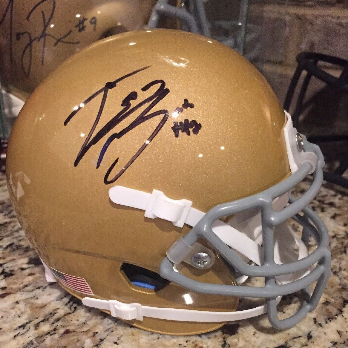 Ian Book Autographed Notre Dame Mini Helmet - Signed Collectible Football Memorabilia for Fans & Sports Enthusiasts - Perfect for Display, Gifts, and Game Room Decor