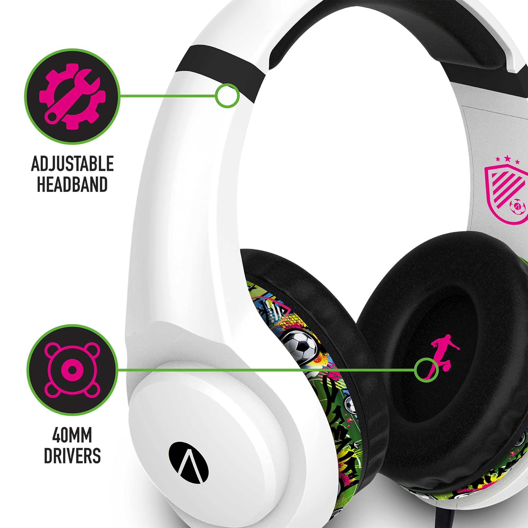 Wireless Gaming Headset with Stand - Noise Cancelling Mic, Comfortable Ear Cushions for PC/PS5/Xbox (White & Black Graffiti Design) - Perfect for Esports, Streaming & Late-Night Gaming Sessions