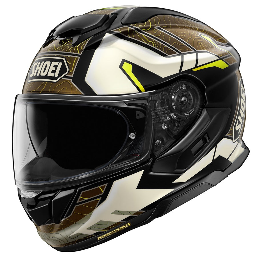 Shoei GT Air 3 Motorcycle Helmet - Hike Khaki/White/Hi-Viz - DOT & ECE Certified - Lightweight & Ventilated for Comfort - Perfect for Touring, Commuting & Long Rides