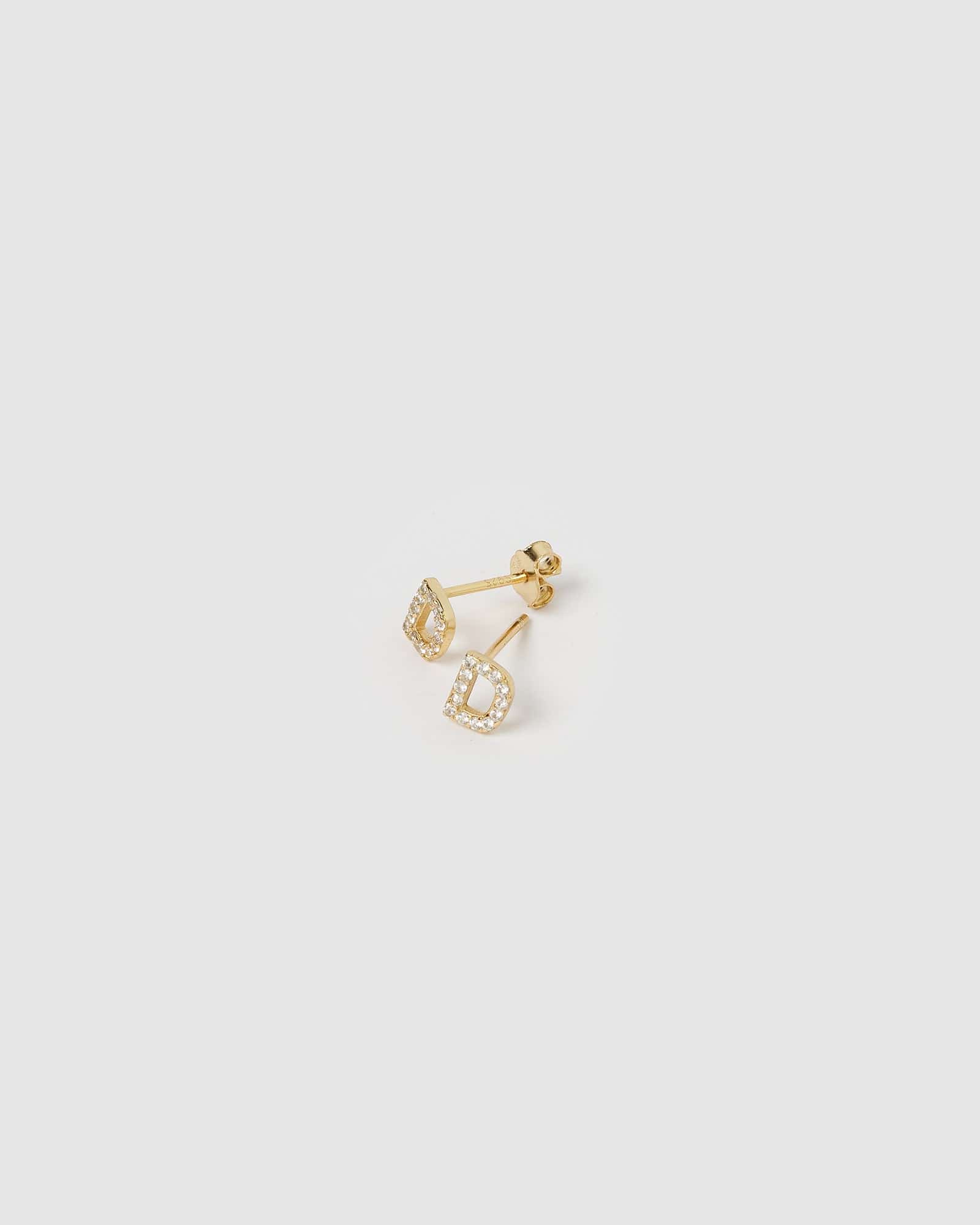 Izoa Gold Alphabet Mini Letter D Stud Earrings - Dainty Initial Jewelry for Women, Perfect for Everyday Wear, Gifts & Special Occasions
