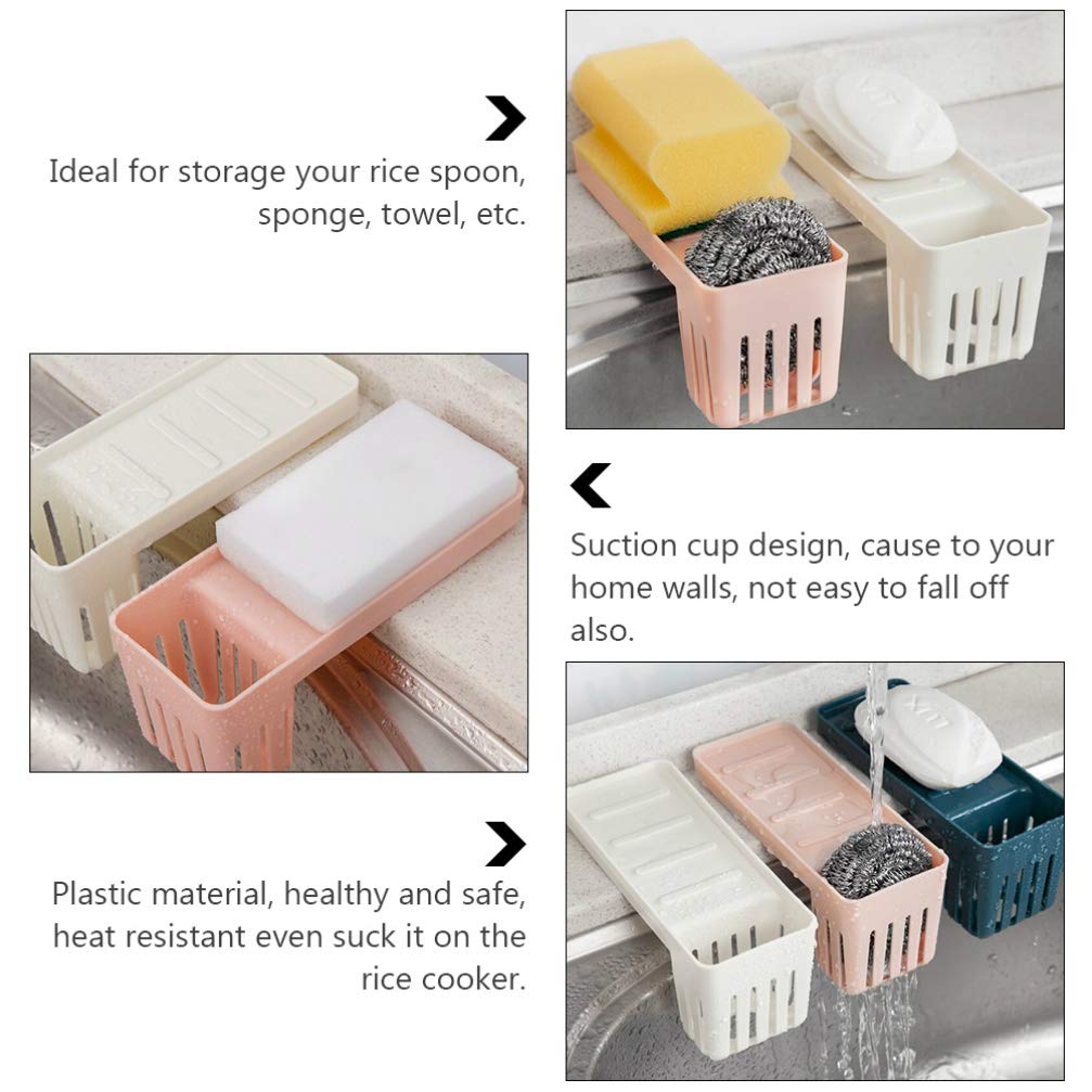 Cabilock 3-Piece Kitchen Sink Organizer Set - Corner Storage Shelves, Sponge Holder, Suction Cup Dish Drainer & Cloth Hanger - Space-Saving Sink Basket Rack for Dishes, Sponges & Utensils - Perfect for Small Kitchens, Apartments & RVs