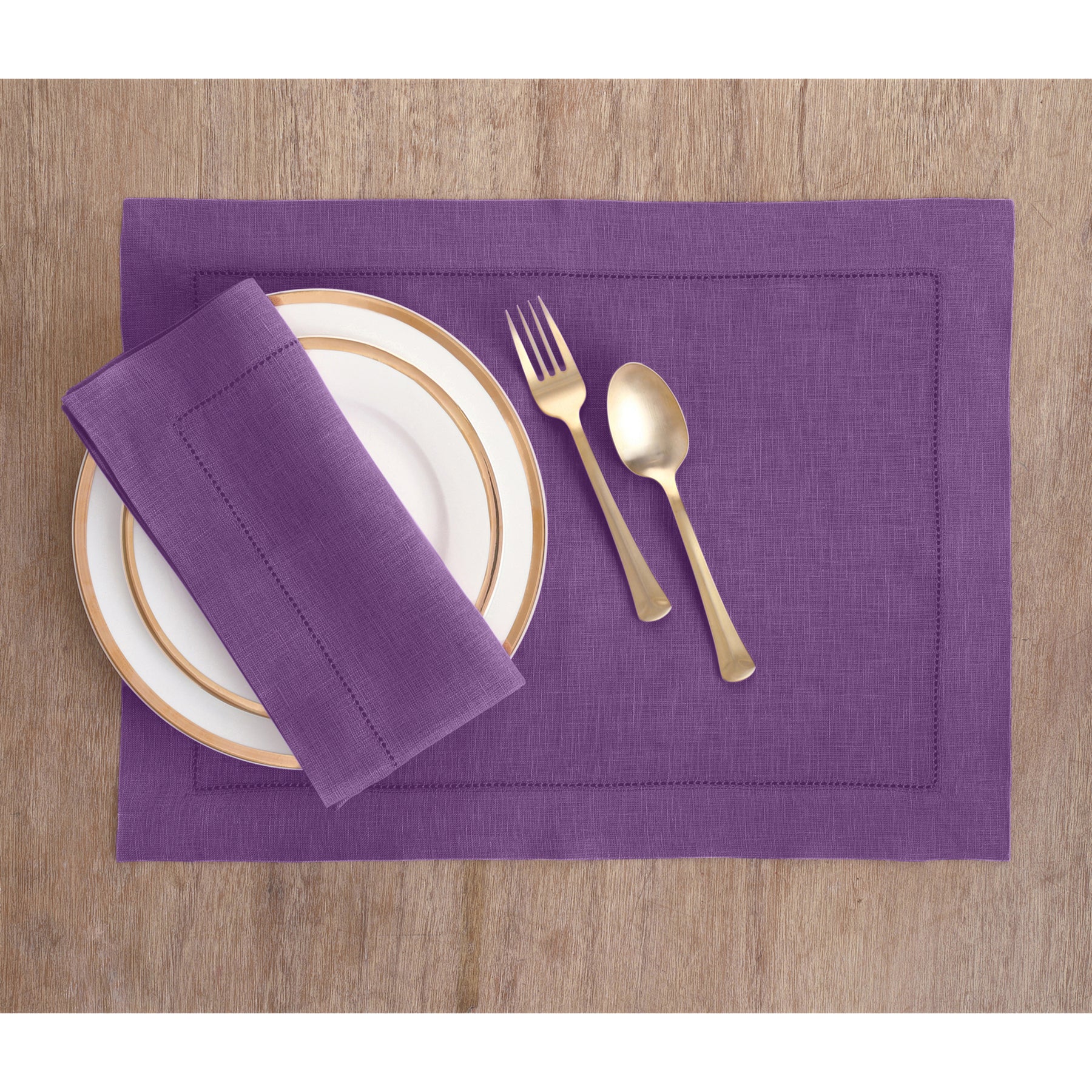 Elegant Classic Hemstitch Placemats Set of 4 - Premium Linen Table Mats for Dining Room Decor - Perfect for Thanksgiving, Christmas Dinner & Formal Entertaining