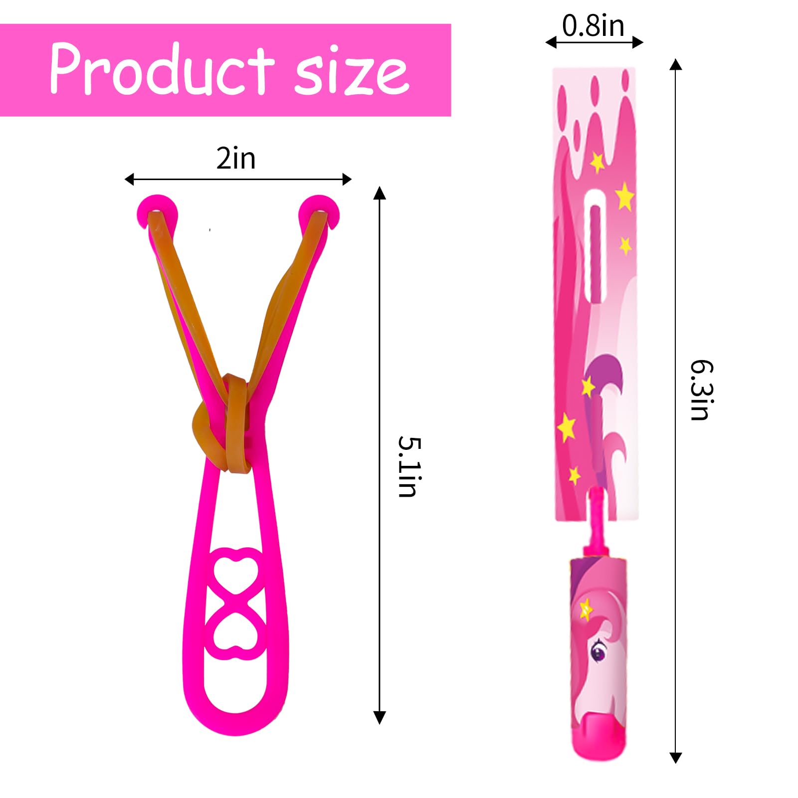 Unicorn Slingshot Outdoor Toys for Kids - LED Light Up Helicopter & Glow in The Dark Rocket Launcher Set with 12 Glow Sticks - Perfect for Birthday Parties, Backyard Games & Nighttime Play