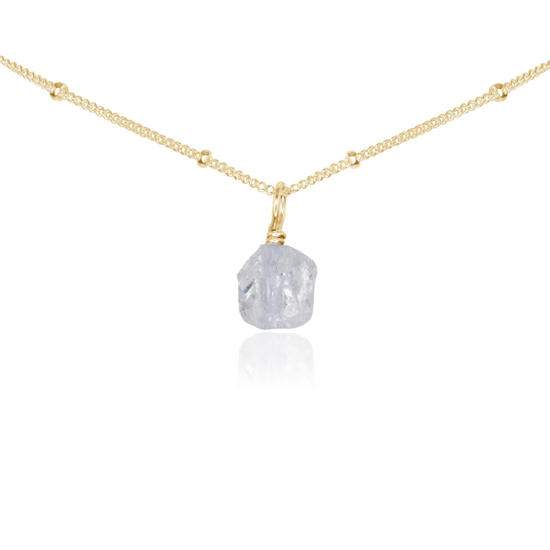 Natural Tiny Rough Crystal Quartz Gemstone Pendant Necklace - Elegant Choker for Women, Boho Jewelry Gift for Her | Perfect for Spiritual Healing, Meditation & Everyday Fashion