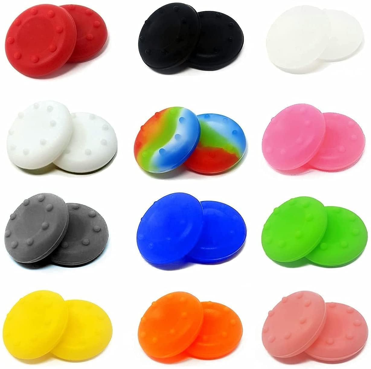 24-Pack Anti-Slip Silicone Thumb Grips for PS4/PS5/Xbox 360/One/Series X/S Controllers | High-Sensitivity Joystick Caps Replacement | Perfect for Gaming, Streaming & Long Play Sessions