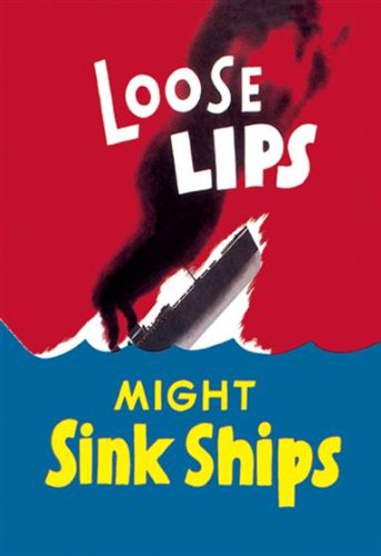 Peel & Stick Wall Decal - Loose Lips Might Sink Ships Vintage Poster (24x36 inches) - Easy DIY Home Decor for Living Room, Bedroom or Office
