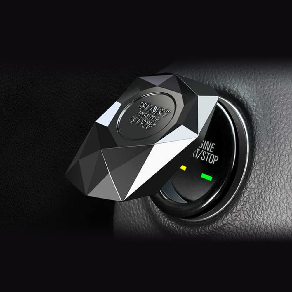 Engine Start Stop Push Button Cover - Aluminum Alloy Anti-Scratch Car Switch Protector | Power Control Trim Decoration for Cars (Closed Black) | Perfect for Vehicle Interior Protection & Style Enhancement
