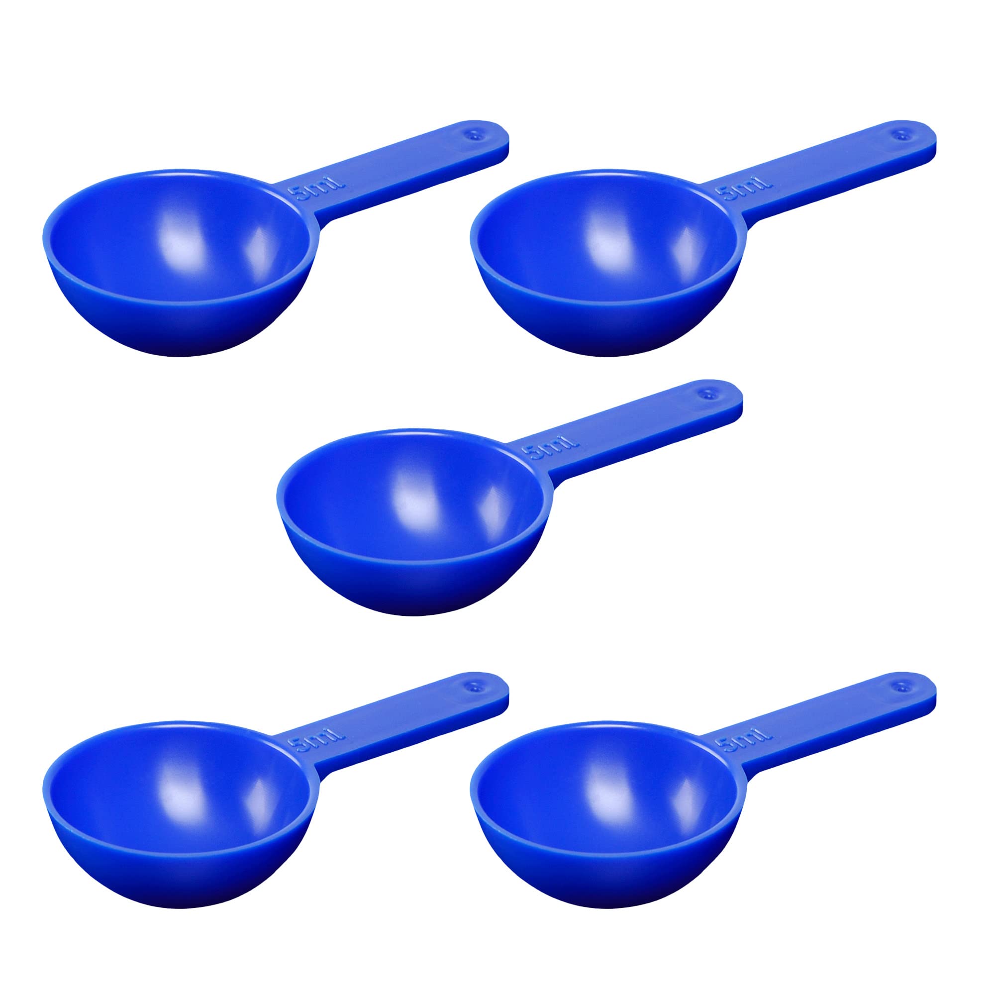 5 x 5ml Plastic Measuring Scoops - Precise Kitchen Tools for Baking, Cooking & Coffee - Made in UK | Ideal for Measuring Spices, Powder Supplements & Small Ingredients