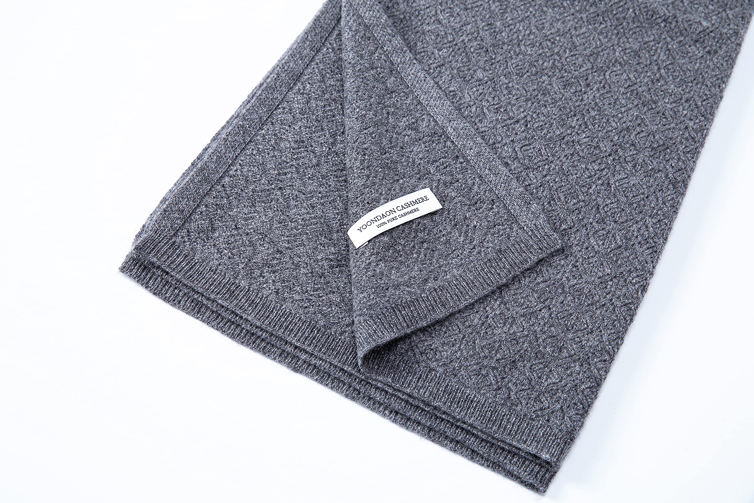 100% Pure Cashmere Scarf for Women & Men - Soft Warm Winter Knit Shawl Wrap (77x21 Inches, Dark Gray) - Lightweight Luxury Muffler for Office, Travel & Gift Giving
