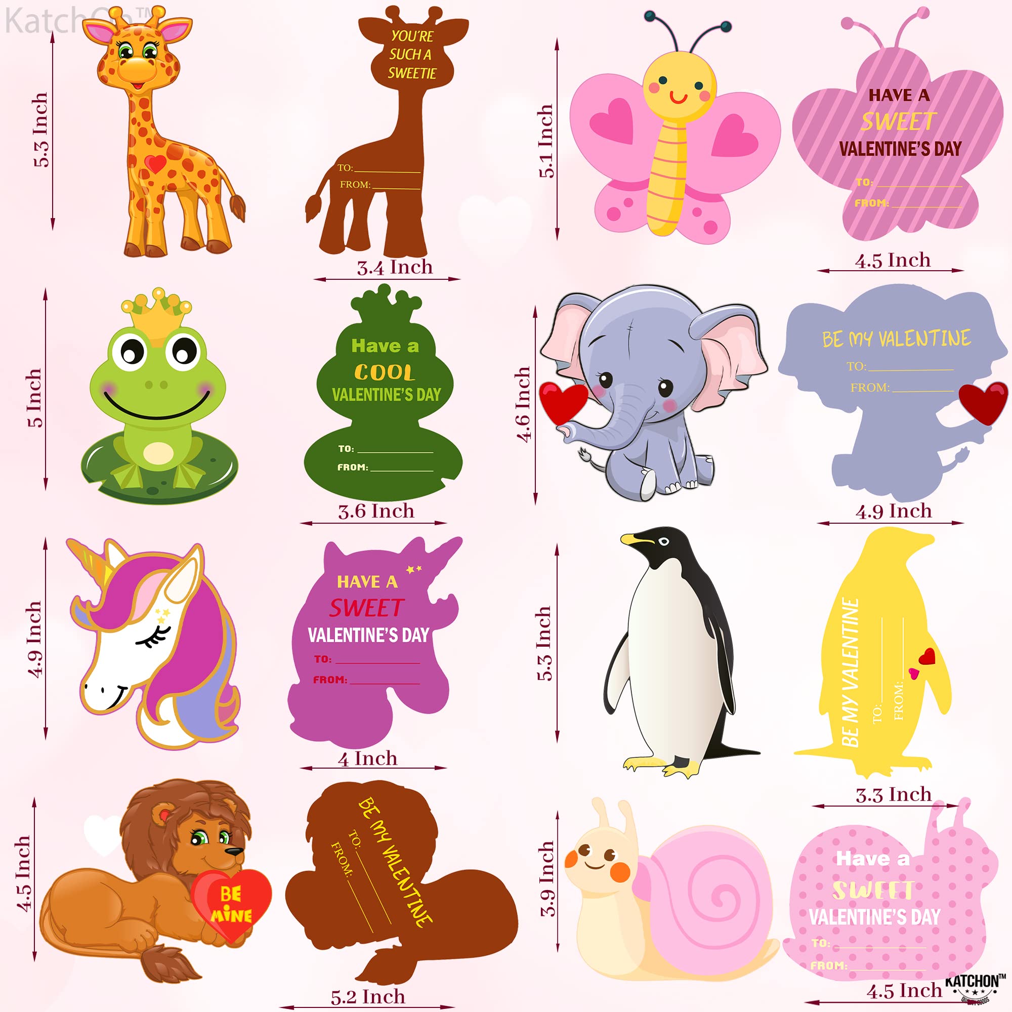 KatchOn Valentine's Day Cards for Kids - Pack of 96 with Stickers & Envelopes (32 Each) | Cute Classroom Exchange Cards for School | Perfect for Valentine's Day Parties & Classroom Activities