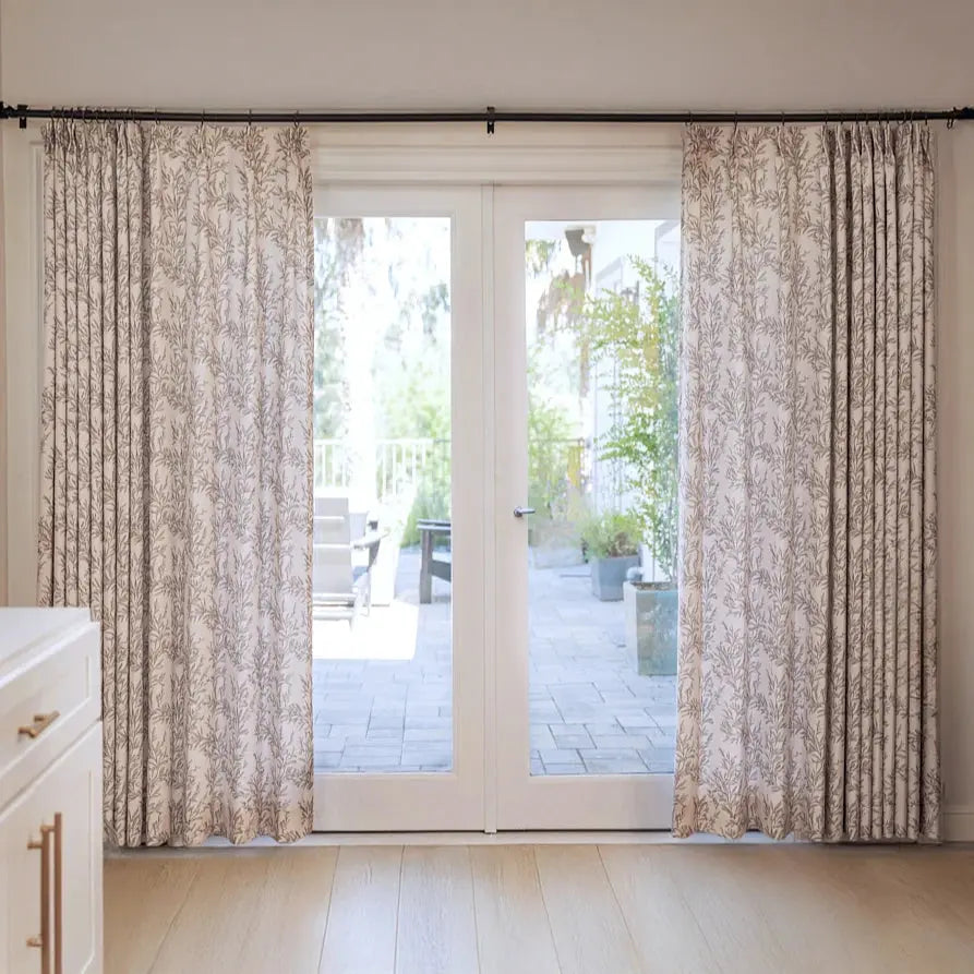Elegant Sara Le Print Linen Drapery Pleated Curtains - Soft Textured Window Treatments for Living Room & Bedroom Decor
