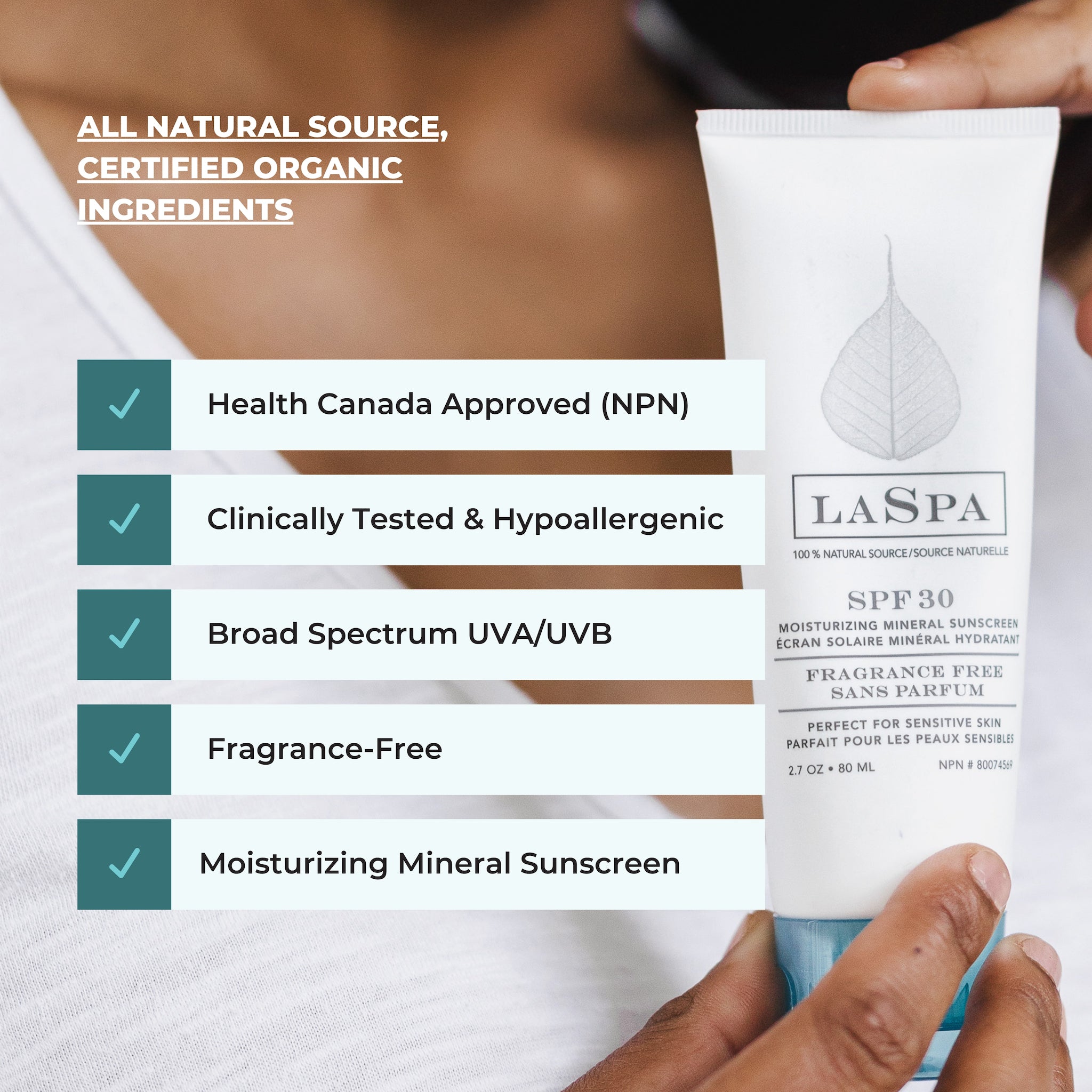 Moisturizing Mineral Sunscreen SPF 30 - Natural Face & Body Sun Protection for Sensitive Skin | Daily Use, Beach, Outdoor Activities