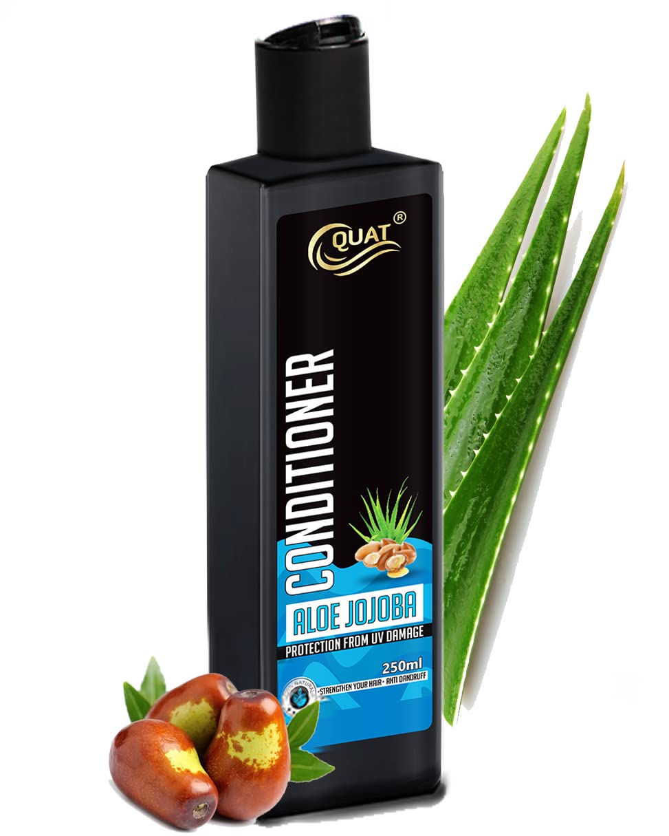 QUAT Aloe-Jojoba Hair Conditioner 250ml - Deep Nourishing Repair Treatment for Dry, Damaged & Long Hair - Adds Shine & Softness - Ideal for Daily Use at Home or Salon - Perfect for Revitalizing Lifeless Hair