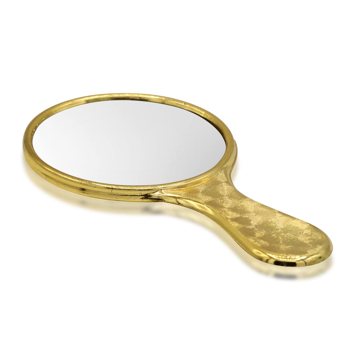 Victor Enterprises 3 Inch Hand Mirror - Gold Round Plastic Makeup Mirror with Handle, Portable Personal Vanity Mirror for Travel, Home, Salon & Makeup Application