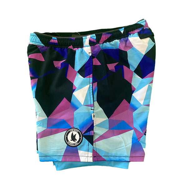 Men's Sky Pastel Diamond Geo 2-in-1 Compression Shorts - Athletic Workout Running Gym & Lounge Wear for Active Lifestyle