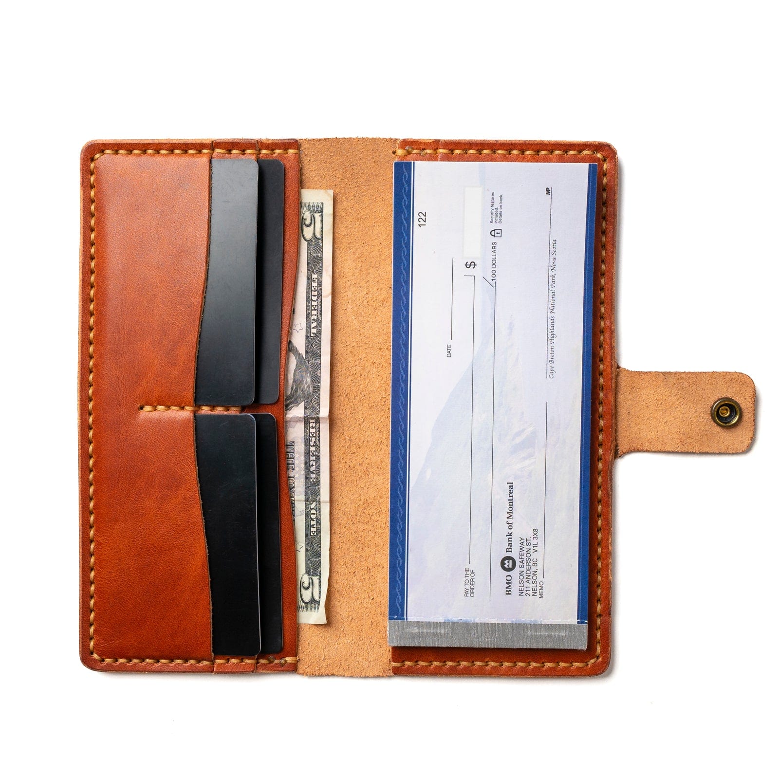 Genuine Leather Checkbook Wallet for Men & Women - Slim RFID Blocking Bifold Wallet with Checkbook Holder - Perfect for Business, Travel, and Everyday Use