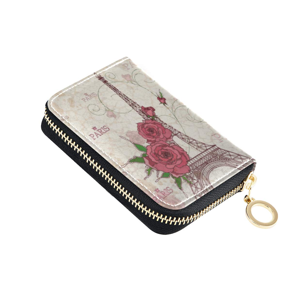MOYYO RFID Blocking Leather Credit Card Holder with Zipper - Stylish Printed Wallet for Women & Girls | Perfect for Travel, Shopping & Everyday Use