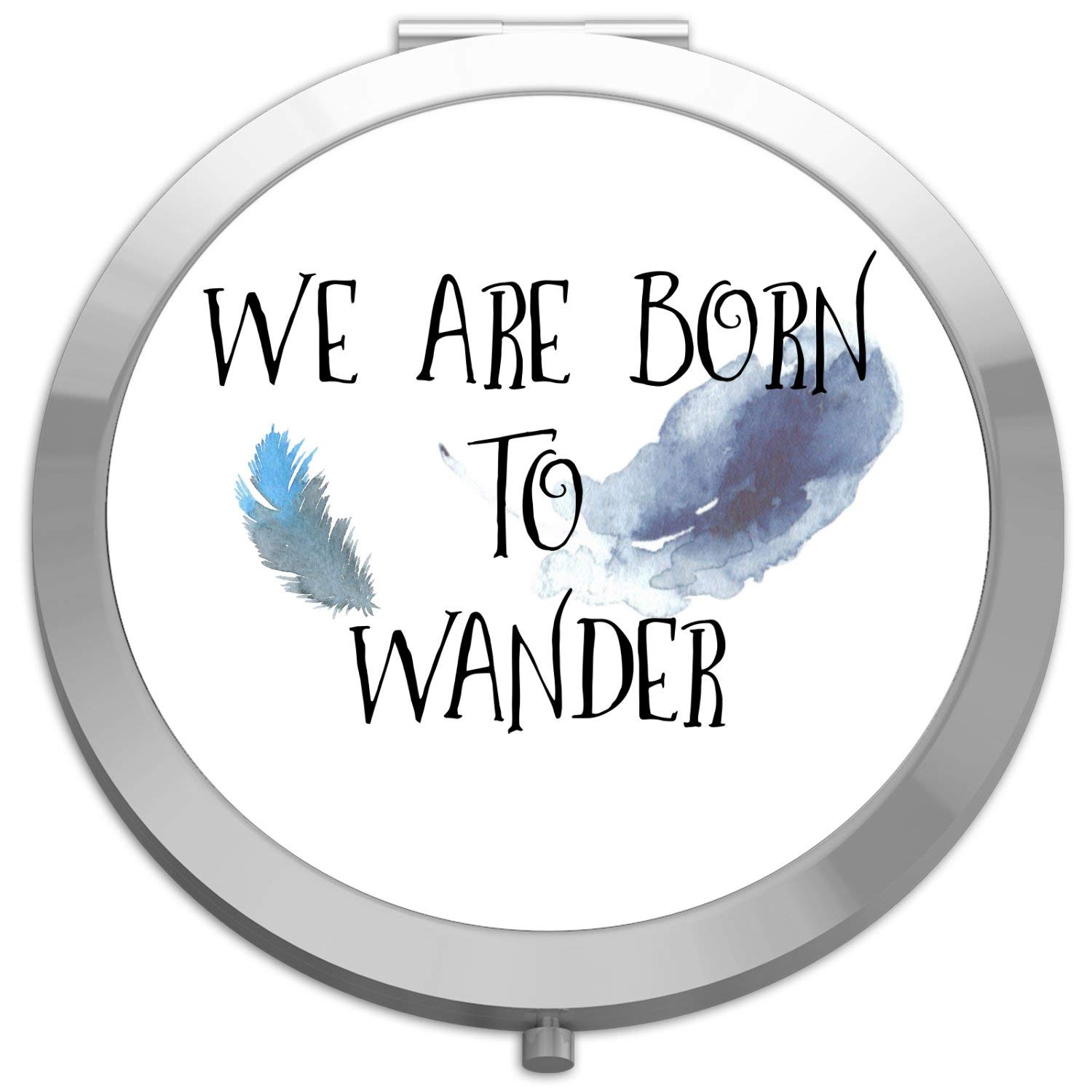 Compact Folding Pocket Mirror - Silver Round for Travel & Exploration