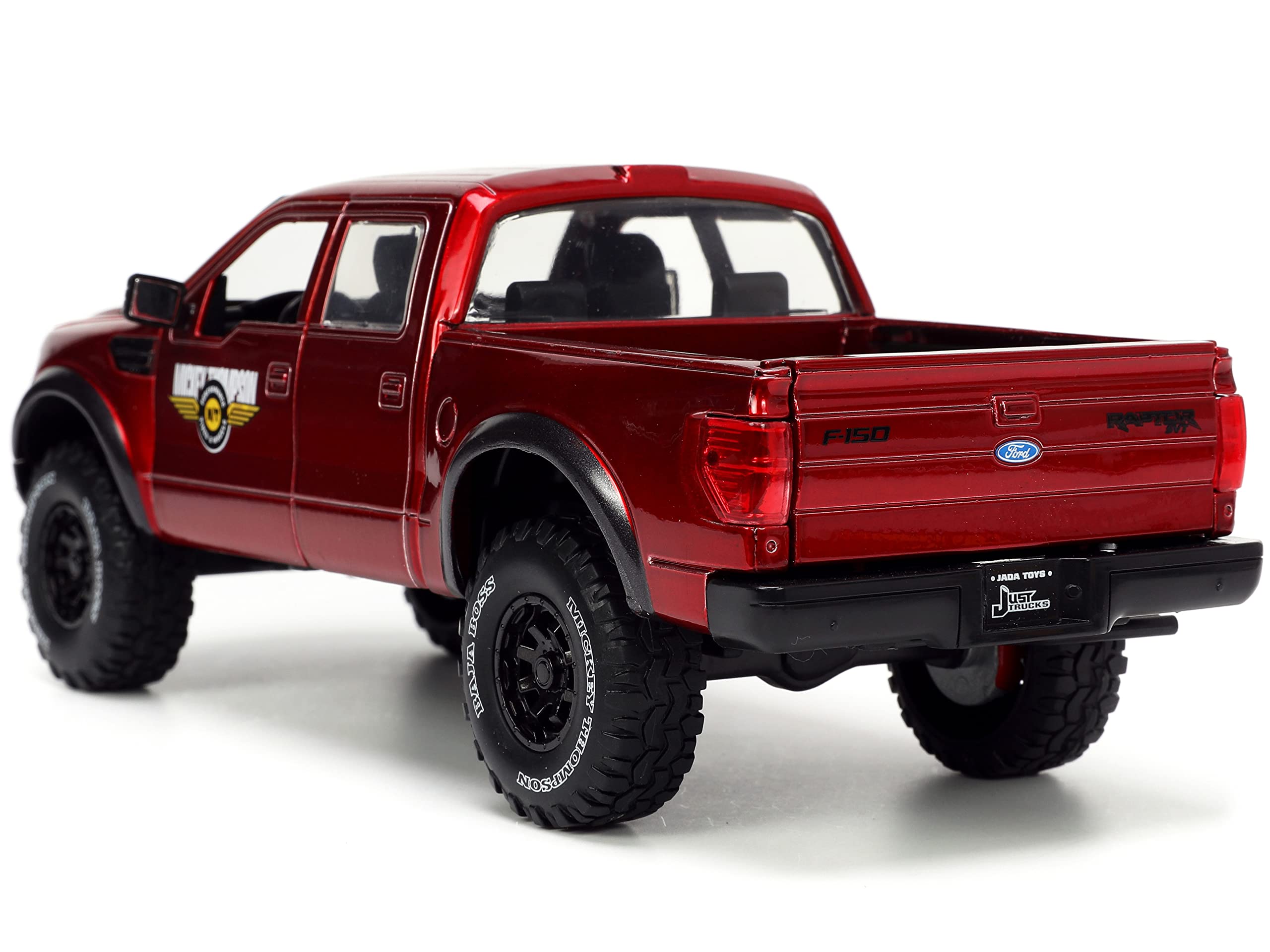 Jada Toys 1:24 Scale 2011 Ford SVT Raptor Die-Cast Model Car - Red with Tire Rack | Collectible Toy for Kids & Adults | Perfect for Display, Gifts, and Play Scenes