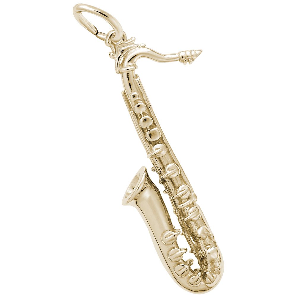 10K Yellow Gold Saxophone Charm Pendant - Elegant Jewelry for Bracelets & Necklaces - Perfect for Musicians, Music Lovers & Gift Giving
