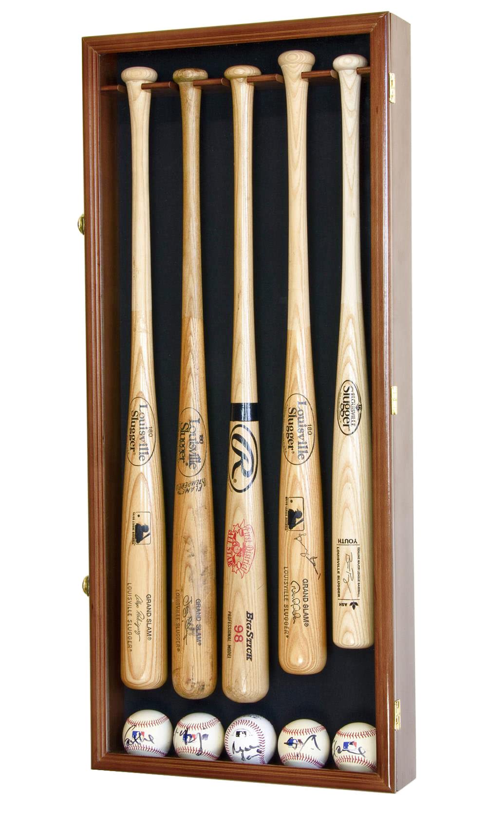 5 Baseball Bat Display Case Wall Mount Cabinet - UV 98% Protection & Lockable for Collectibles, Memorabilia & Sports Gear Storage