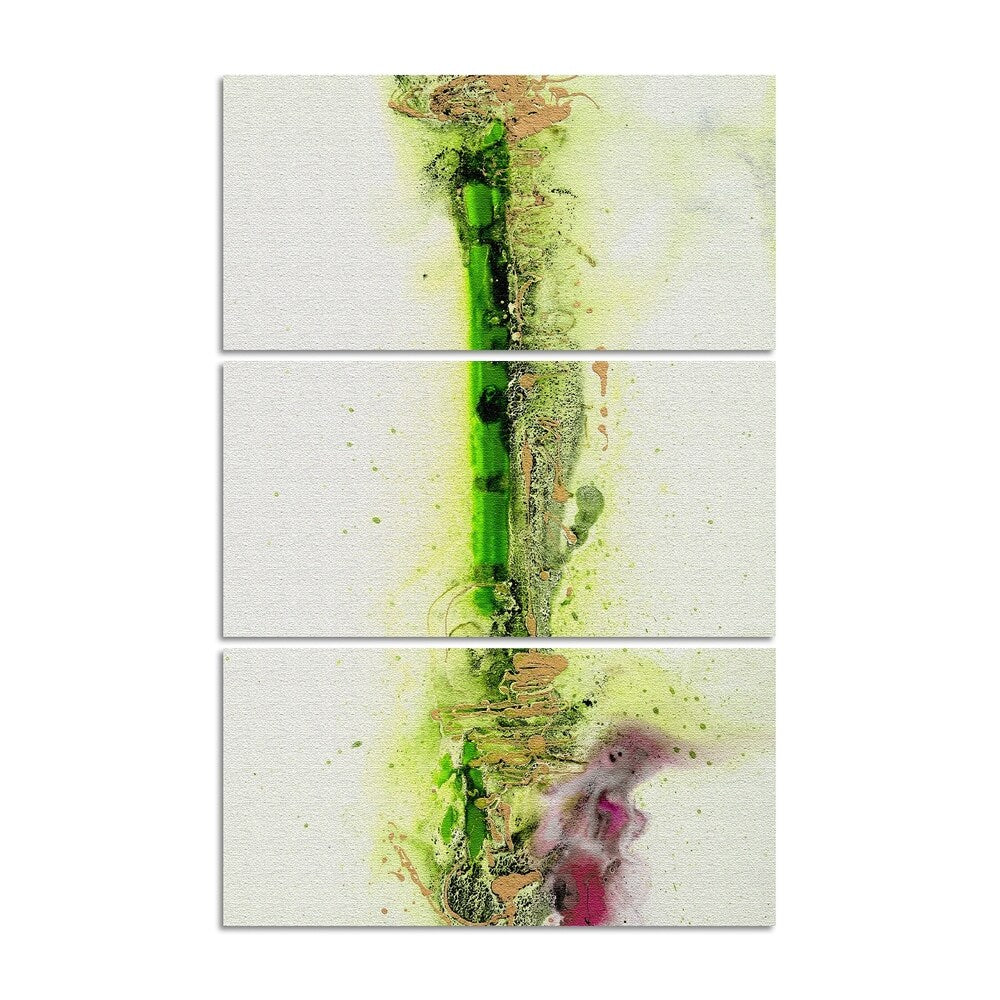 Bamboo Triptych Wall Art - Handmade Textured Canvas Painting - Nature Inspired Home Decor for Living Room, Bedroom & Office