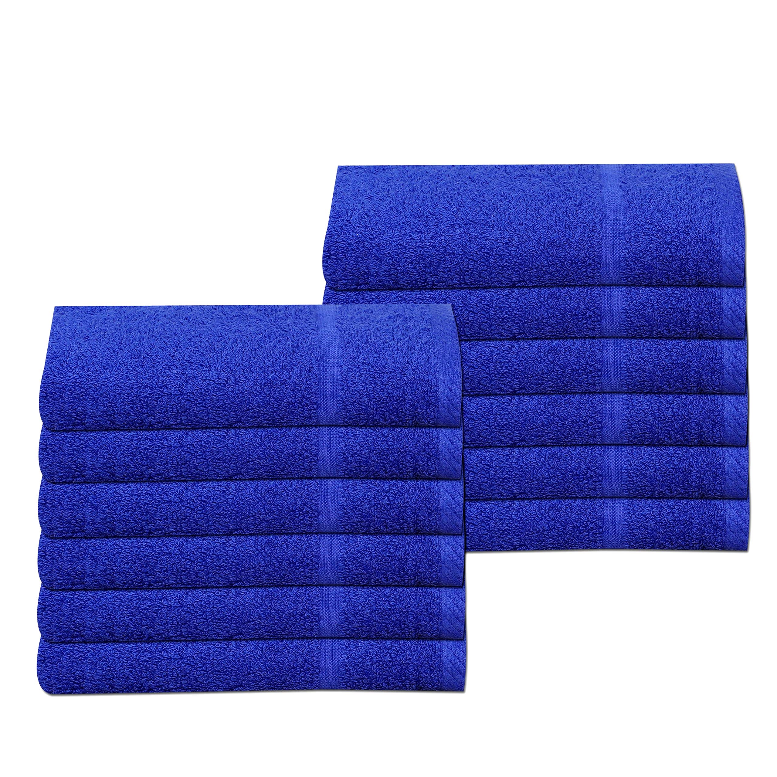12 Pack Royal Blue 450 GSM 100% Cotton Sports Gym Towels - 30cm x 85cm Quick Dry Absorbent Workout & Beach Towels for Fitness, Swimming & Travel