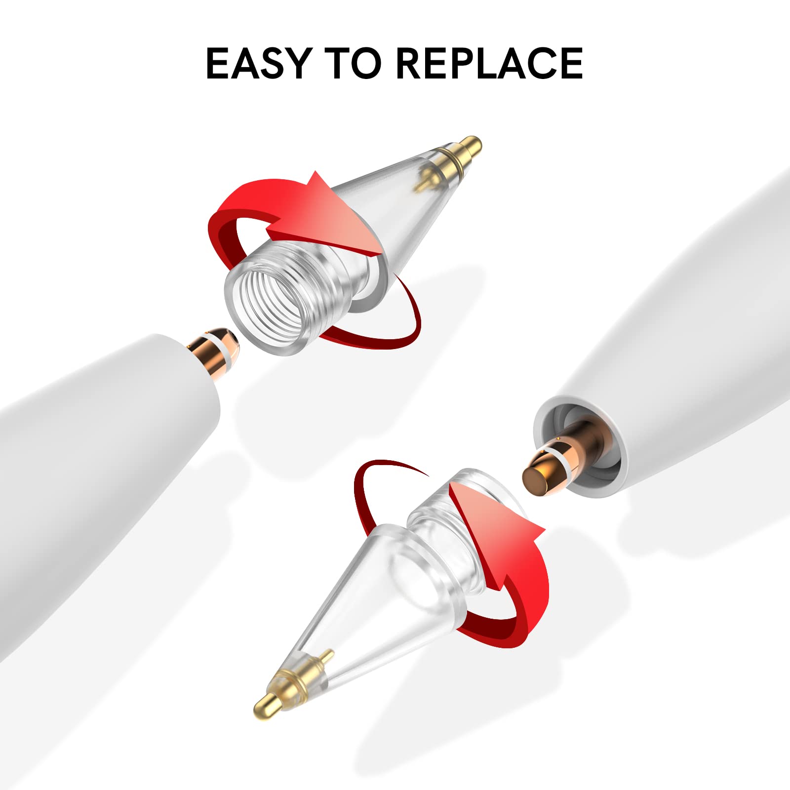 Apple Pencil Tips 3-Pack - Clear 1.8mm for 1st/2nd Gen & Pro - Precise Drawing & Note-Taking