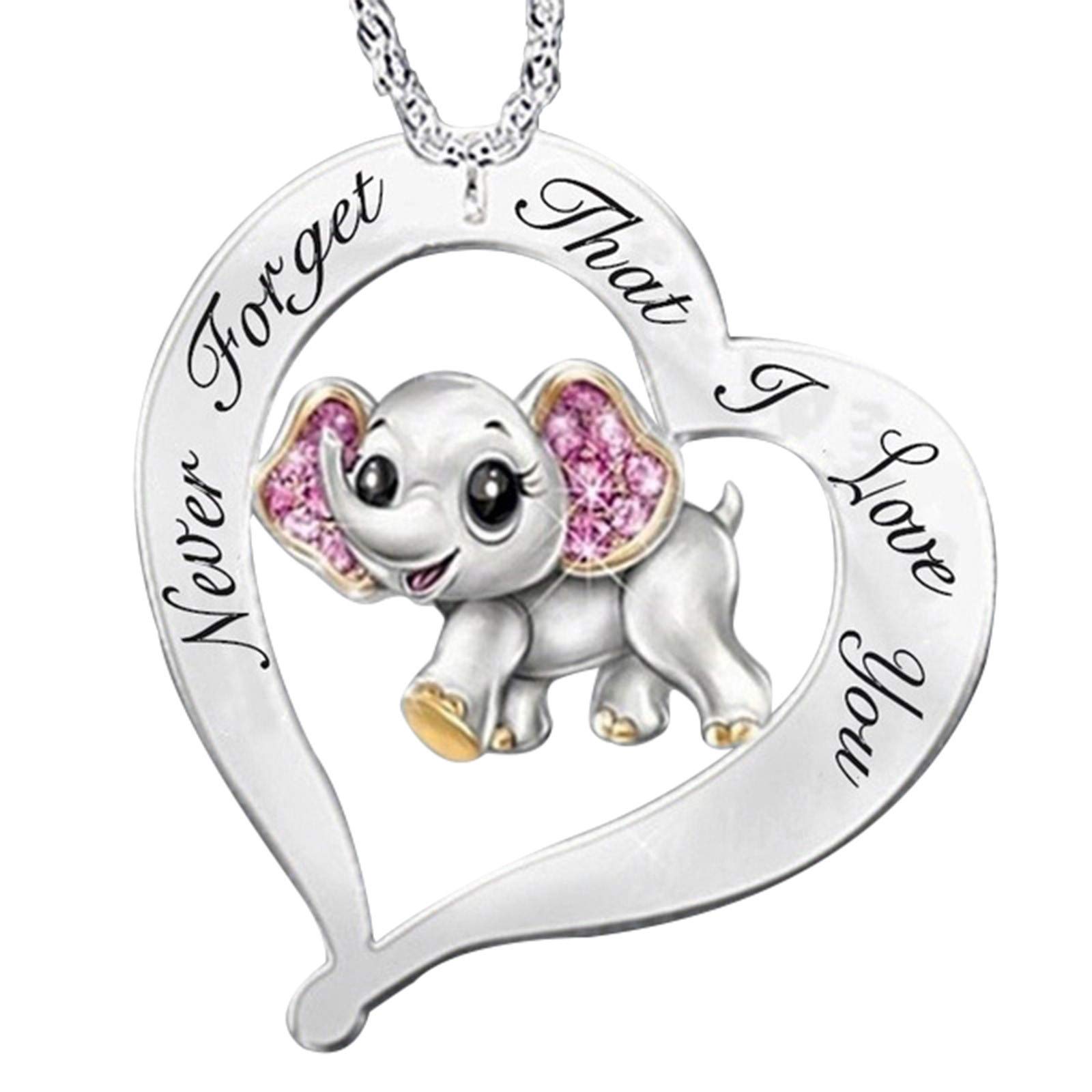 Elegant Heart & Elephant Cross Necklace for Women - Unique Love Never Forget Pendant - Fashion Jewelry Gift for Her - Perfect for Valentine's Day, Anniversary & Everyday Wear