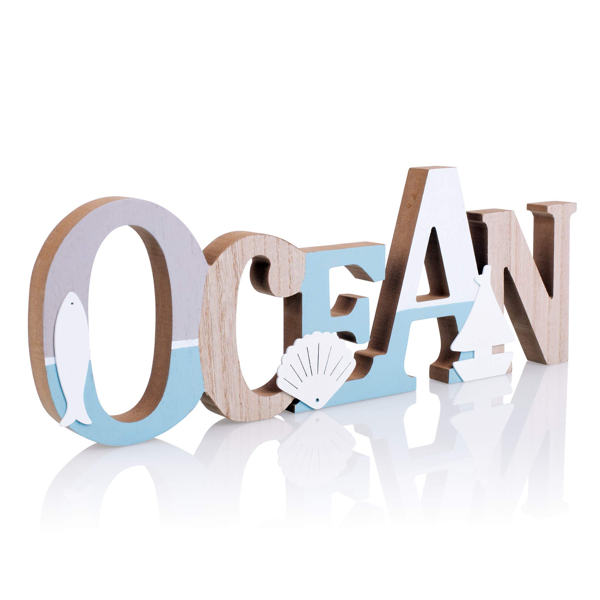 TideAndTales Coastal Wooden Wall Art Set of 3 - Beach, Ocean & Sea Signs for Home & Office Decor | Nautical Theme Room Decorations | Perfect for Beach House, Bathroom & Coastal Living Spaces