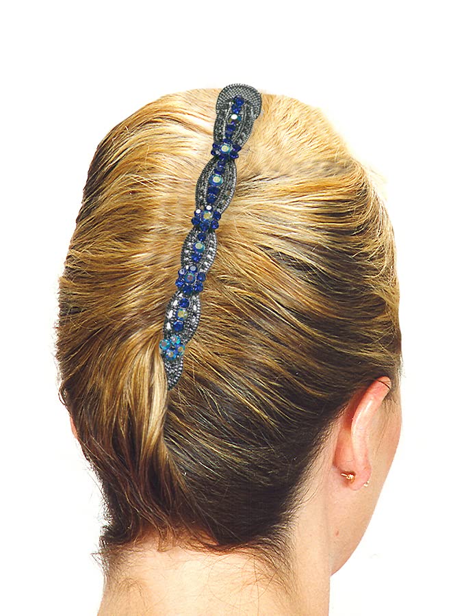 2 Pack JCGY Alligator Hair Clips with U Underclip for Thin Hair - Bridal Duckbill Beak Clips with Strong Grip (Blue Crystal) - Perfect for Weddings, Prom, and Everyday Hairstyling