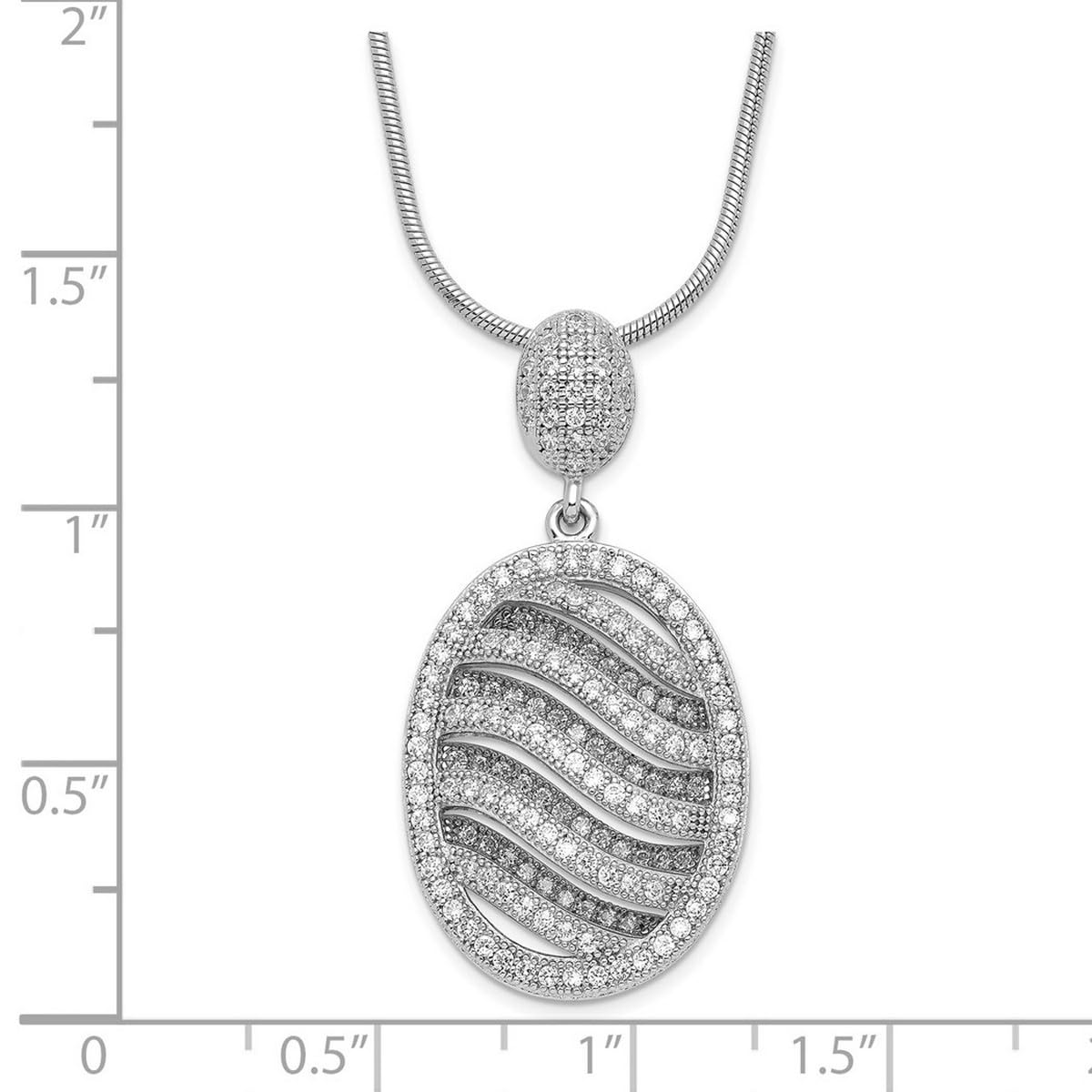 925 Sterling Silver Lobster Claw Necklace with CZ Cubic Zirconia Oval Pendant - 18 Inch Women's Jewelry for Everyday Wear, Parties & Special Occasions