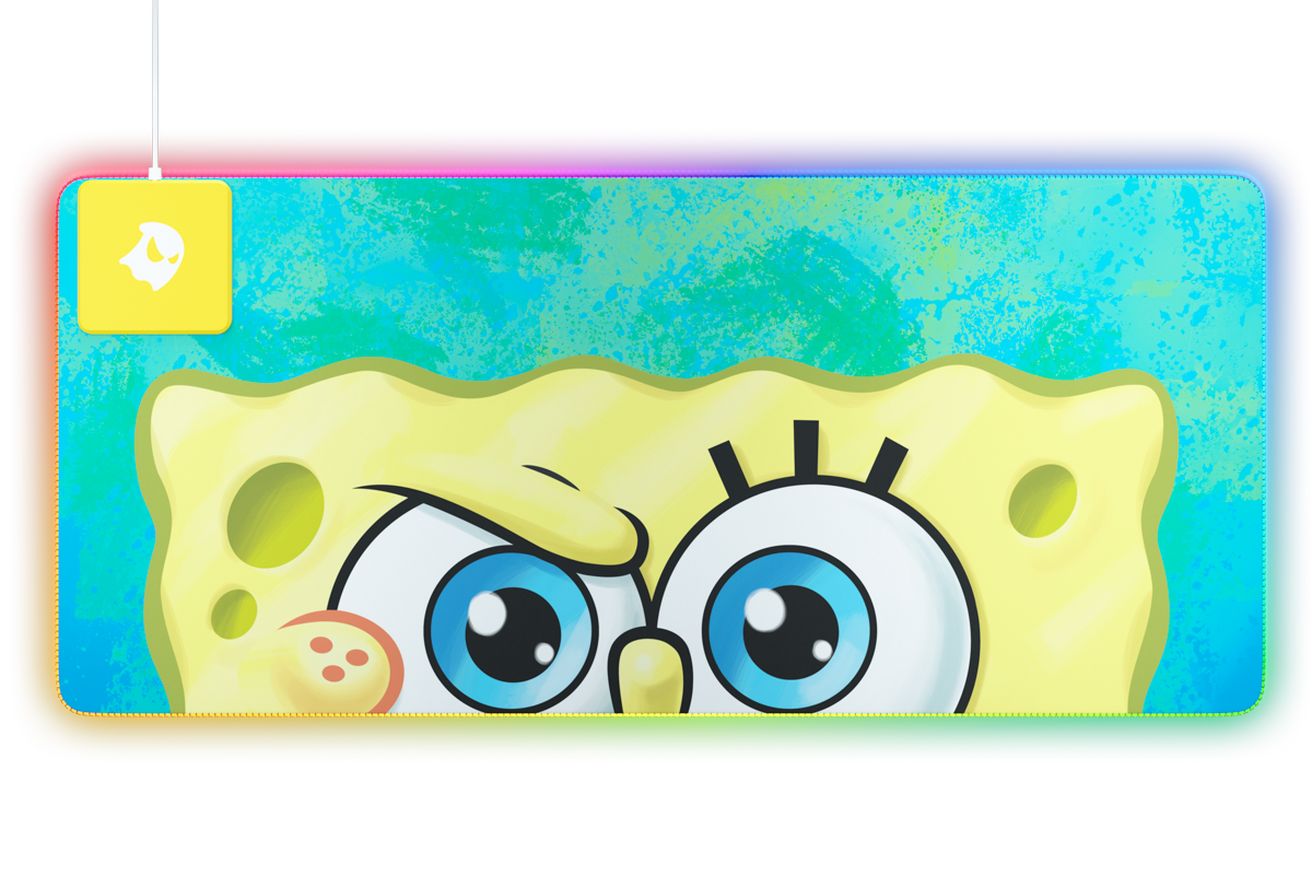 Spongebob SquarePants RGB Gaming Mouse Pad - Non-Slip P1 EYES Design with LED Lights for PC, Laptop, Office & Gaming Setup